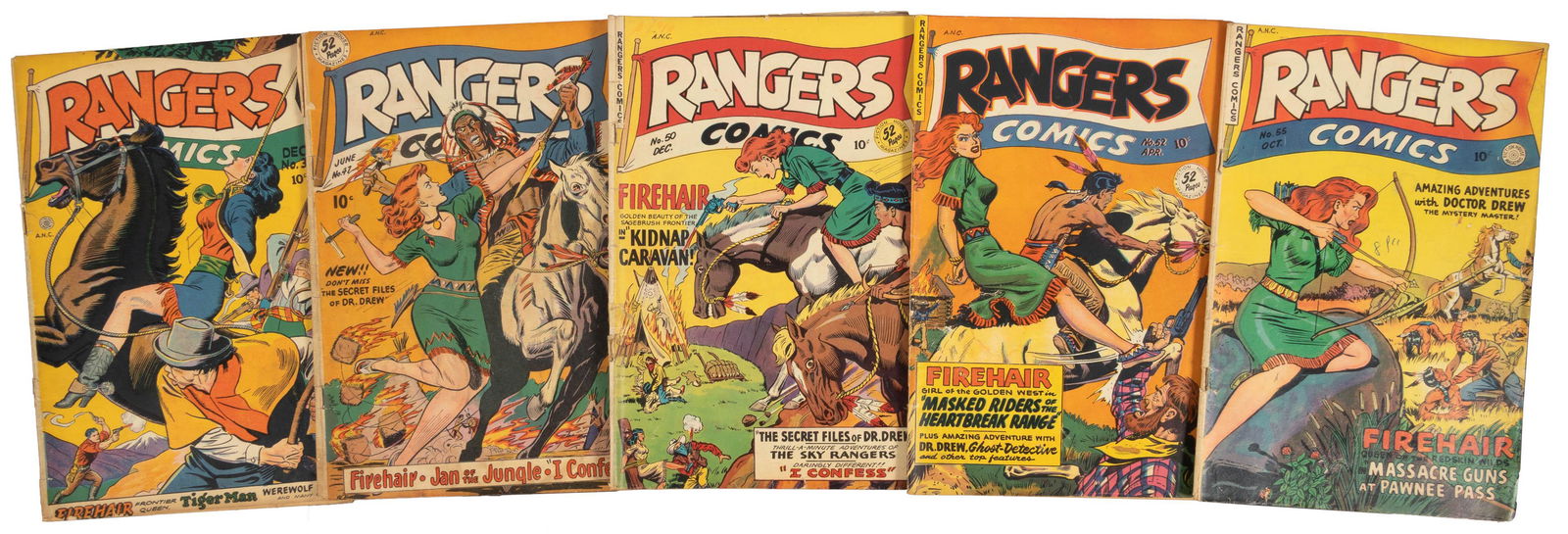 RANGERS COMICS #s 38, 47, 50, 52, 55 * Lot of 5 Comics * FICTION HOUSE (1 of 1)