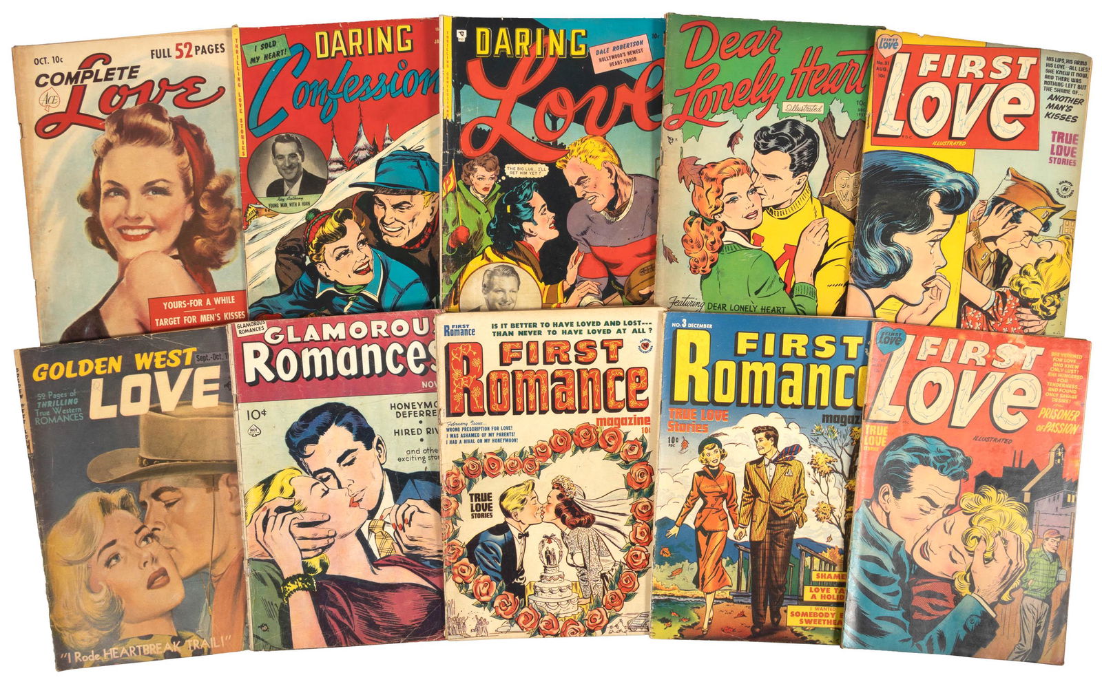 Lot of 29 ROMANCE COMICS, 1950s * Ace, Harvey, Charlton, ACG, Etc. (1 of 3)