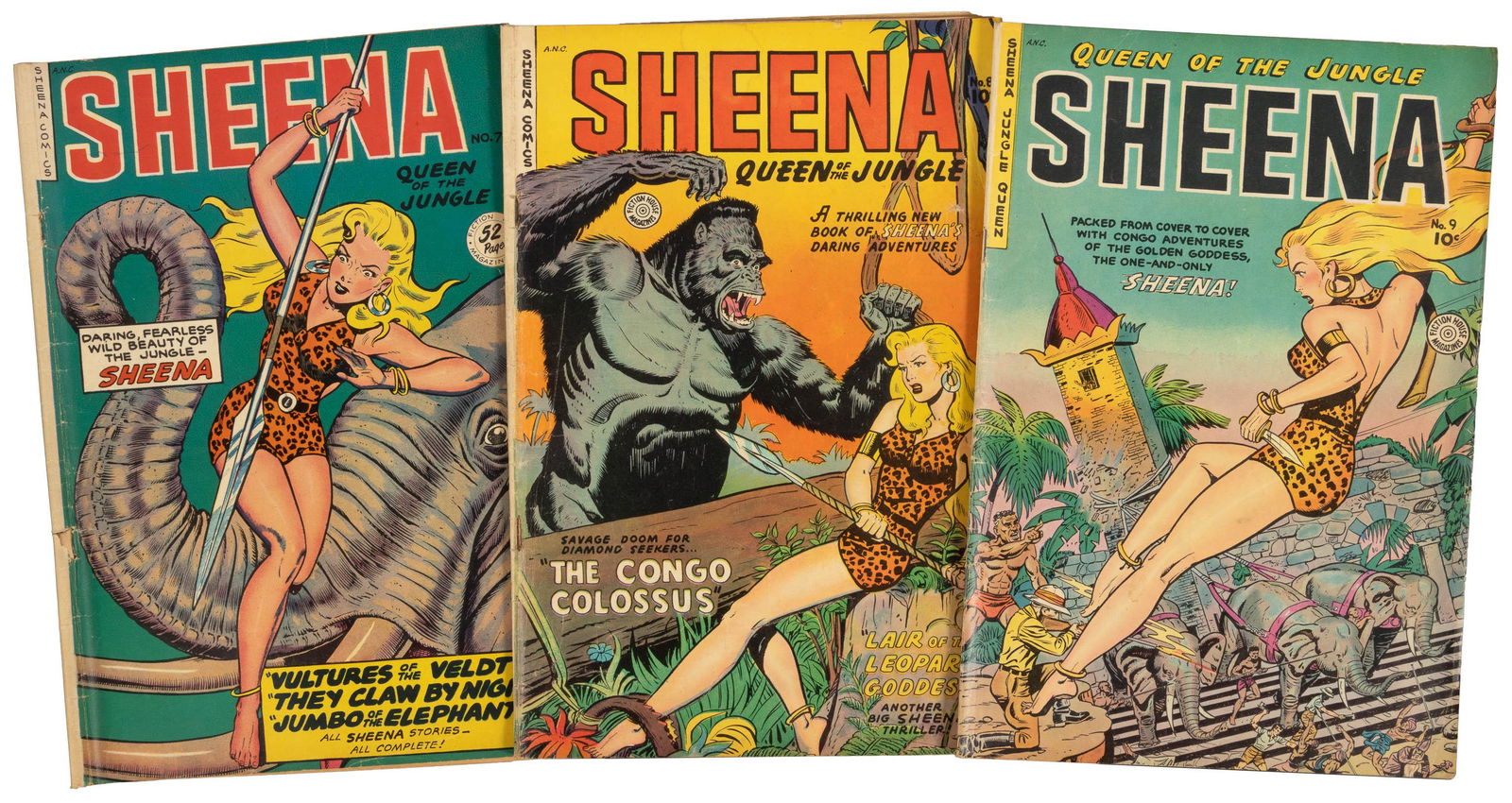 SHEENA #s 7, 8, 9 * Lot of 3 FICTION HOUSE Comics * Jungle Thrills (1 of 1)