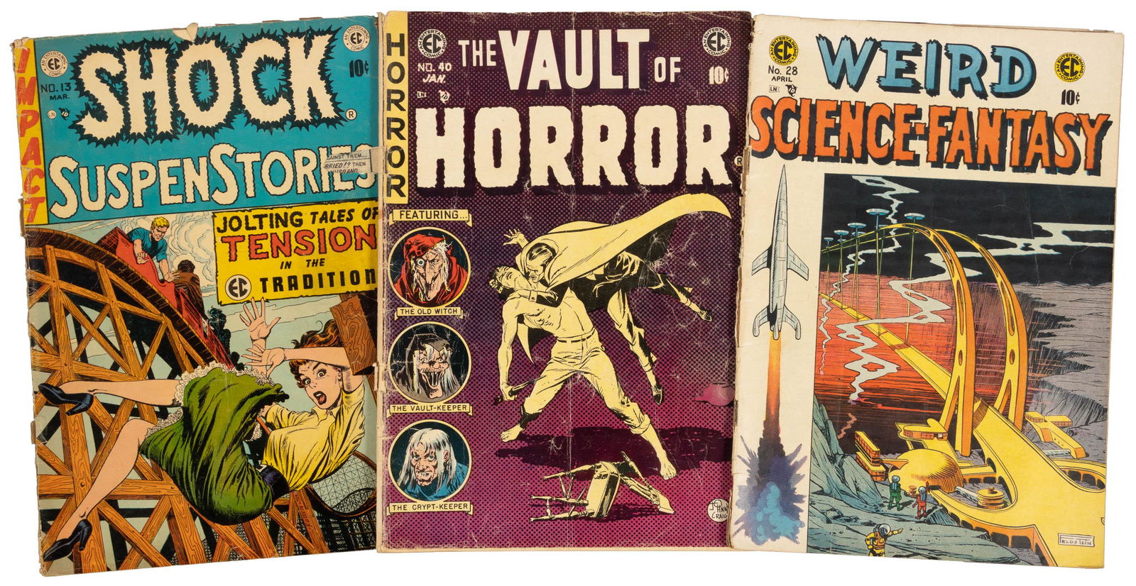 SHOCK SUSPENSE 13, VAULT 40, WSF 28 * 3 Low-Grade ECs * Frazetta (1 of 1)