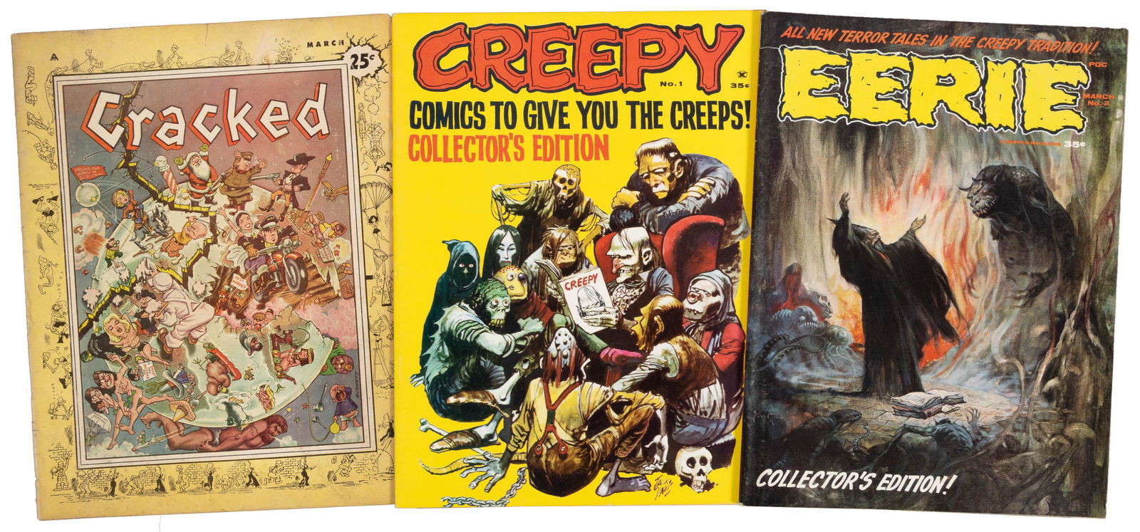CREEPY #1, EERIE #2, CRACKED  #1 * Lot of 3 Black & White Mags (1 of 1)