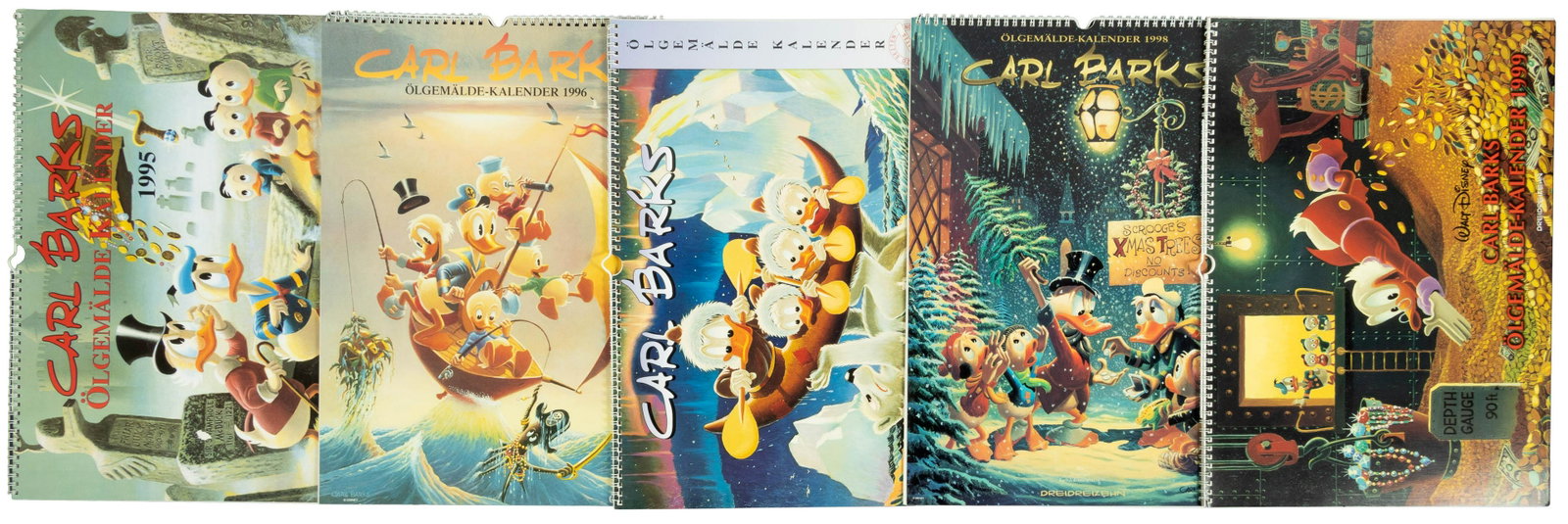Lot of 5 German CARL BARKS Disney Duck Calendars, 1990s: Heading: Author: Barks, Carl Title: Lot of Five CARL BARKS Disney Duck Calendars Place Published: Luneburg Publisher:Dreidreizehn Date Published: 1995-1999 Description: