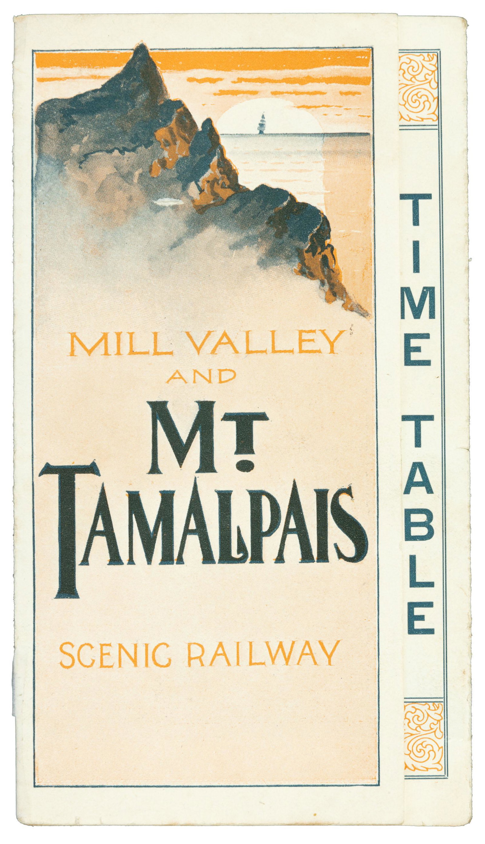 Rare Mt. Tam Railway schedule & map 1899: Heading: (California - Marin County) Author: Title: Mill Valley and Mt. Tamalpais Scenic Railway Place Published: [Mill Valley, Calif.] Publisher:[Mill Valley & Mt. Tamalpais Scenic Railway Co.]