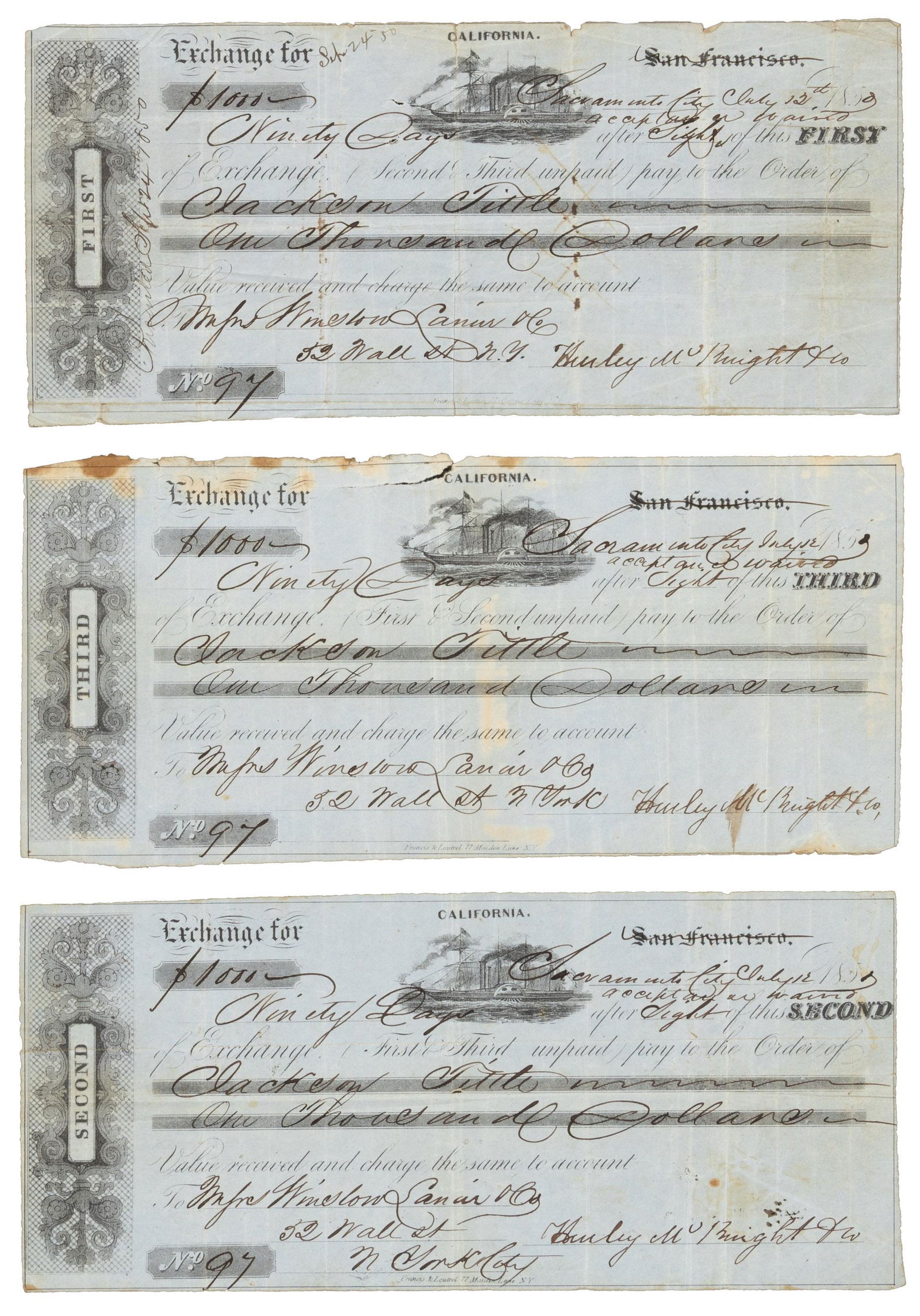 Rare Gold Rush banknotes 1850 (1 of 7)