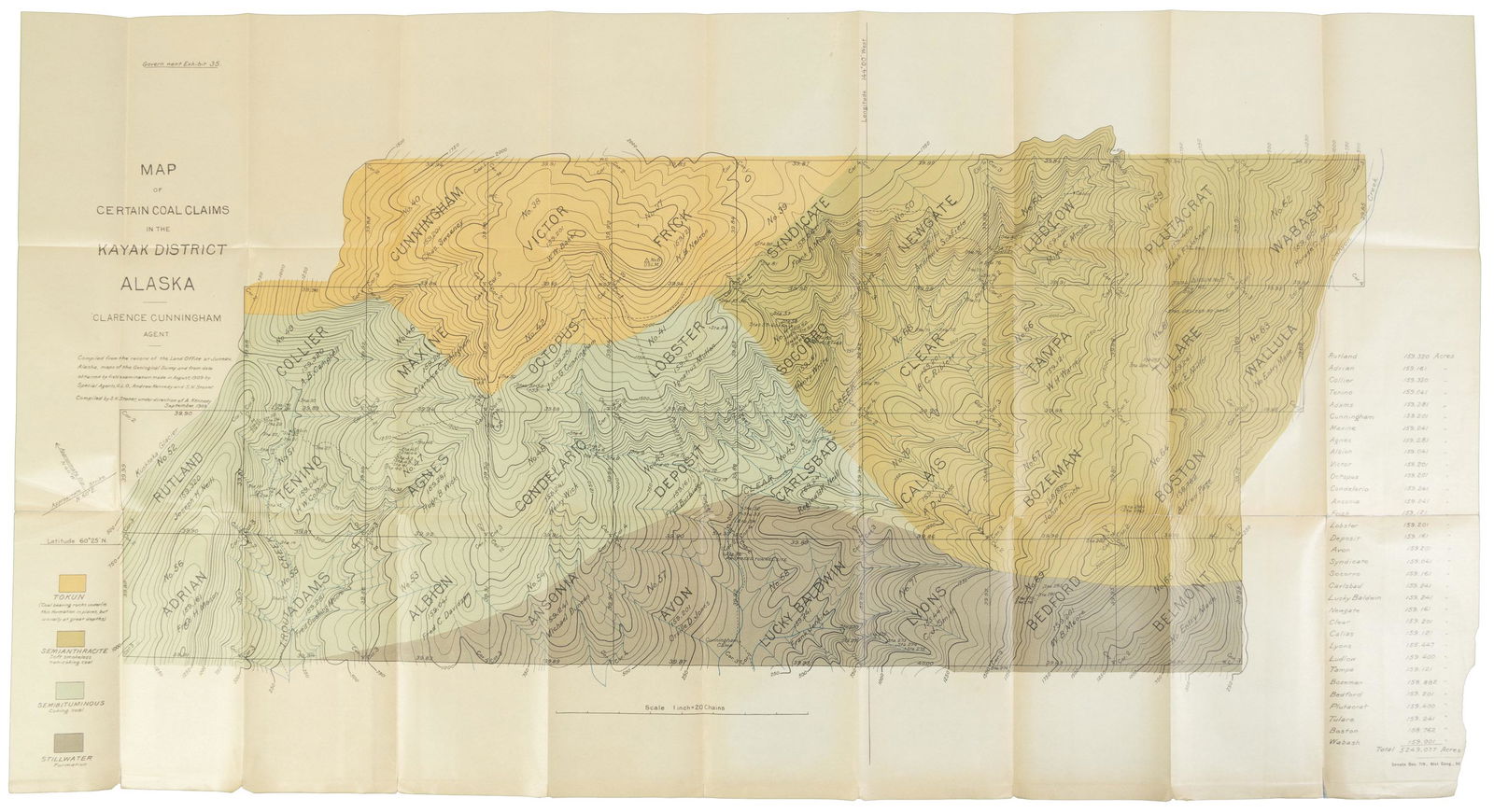 Large color map of Alaska coal mine claims 1909 (1 of 5)