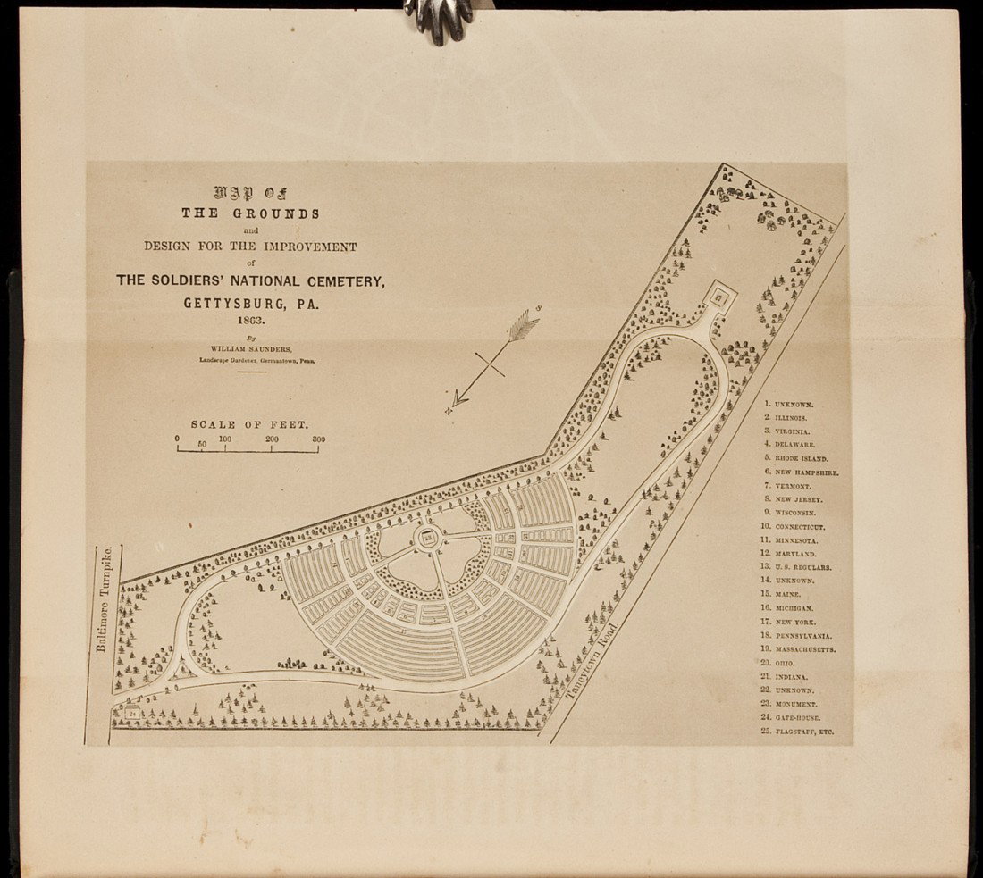 Early printing of Gettysburg Address 1864: Title: Report of the Select Committee Relative to the Soldiers' National Cemetery... - Includes Lincoln's Gettysburg Address Author: ** Description: 108, [3] pp. Two maps (one folding). (8vo) original