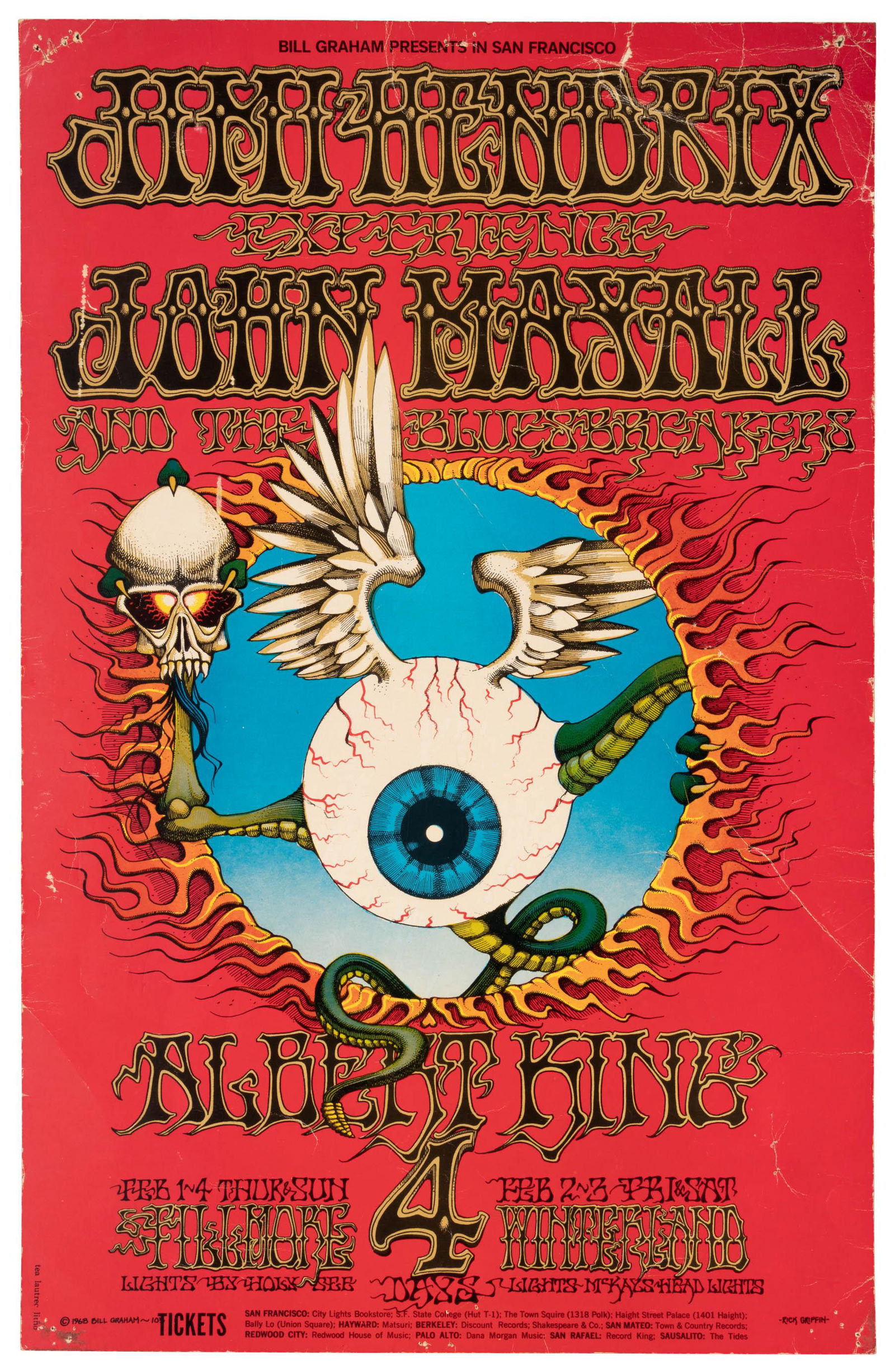Jimi Hendrix flying eyeball poster by Rick Griffin (1 of 2)