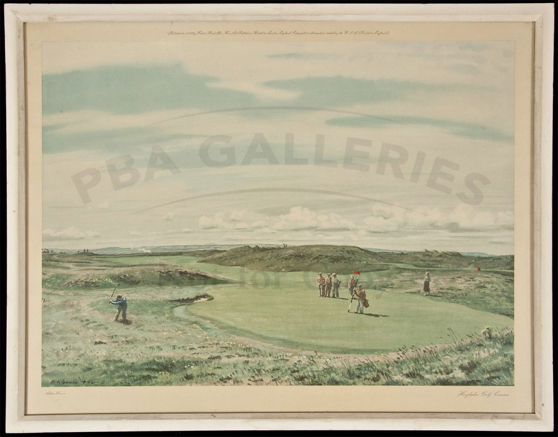 Hoylake Golf Course - Color print: Title: Hoylake Golf Course - Color print Author: Weaver, Arthur Description: Color print, 41.2x55.5 cm. (16¼x21¾") plus margins. Framed, overall 50.8x64 cm. (20x25¼"). Heading: zzfPlace Published: