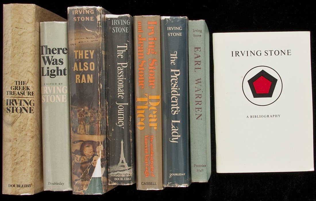 Large collection of works by Irving Stone: Title: Large collection of works by Irving Stone, many inscribed Author: Stone, Irving Description: Includes: Jack London, Sailor on Horseback. Cloth, dj. Inscribed. Later reprint. * Lust for Life. Bo