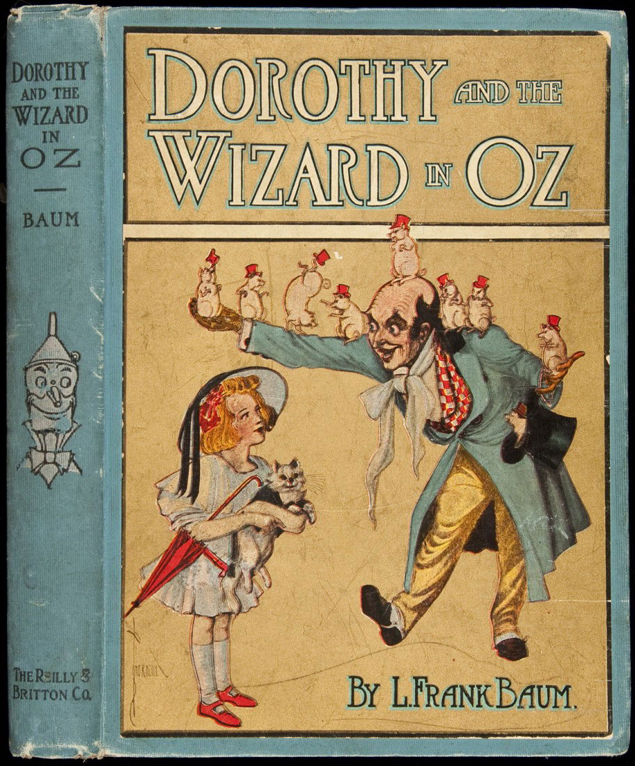 Dorothy and the Wizard 1st edition, 1st state: Title: Dorothy and the Wizard in Oz Author: Baum, L. Frank Description: Illustrated with 16 color plates & numerous black and white drawings by John R. Neill. 9x6½, light blue cloth, pictorial cover
