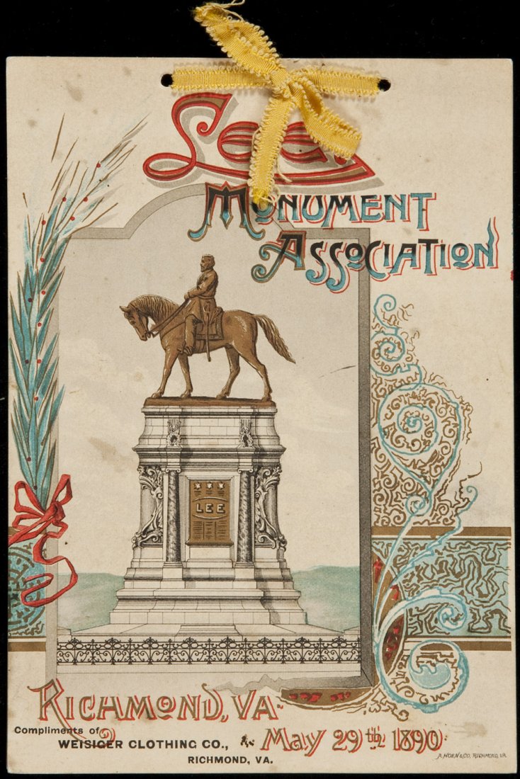 Robert E. Lee monument in Richmond, VA: Title: Chromolithographed invitation/announcement of the unveiling of the Robert E. Lee monument in Richmond, VA, May 29, 1890 Author: ** Description: Two leaves of thin card stock held together with 
