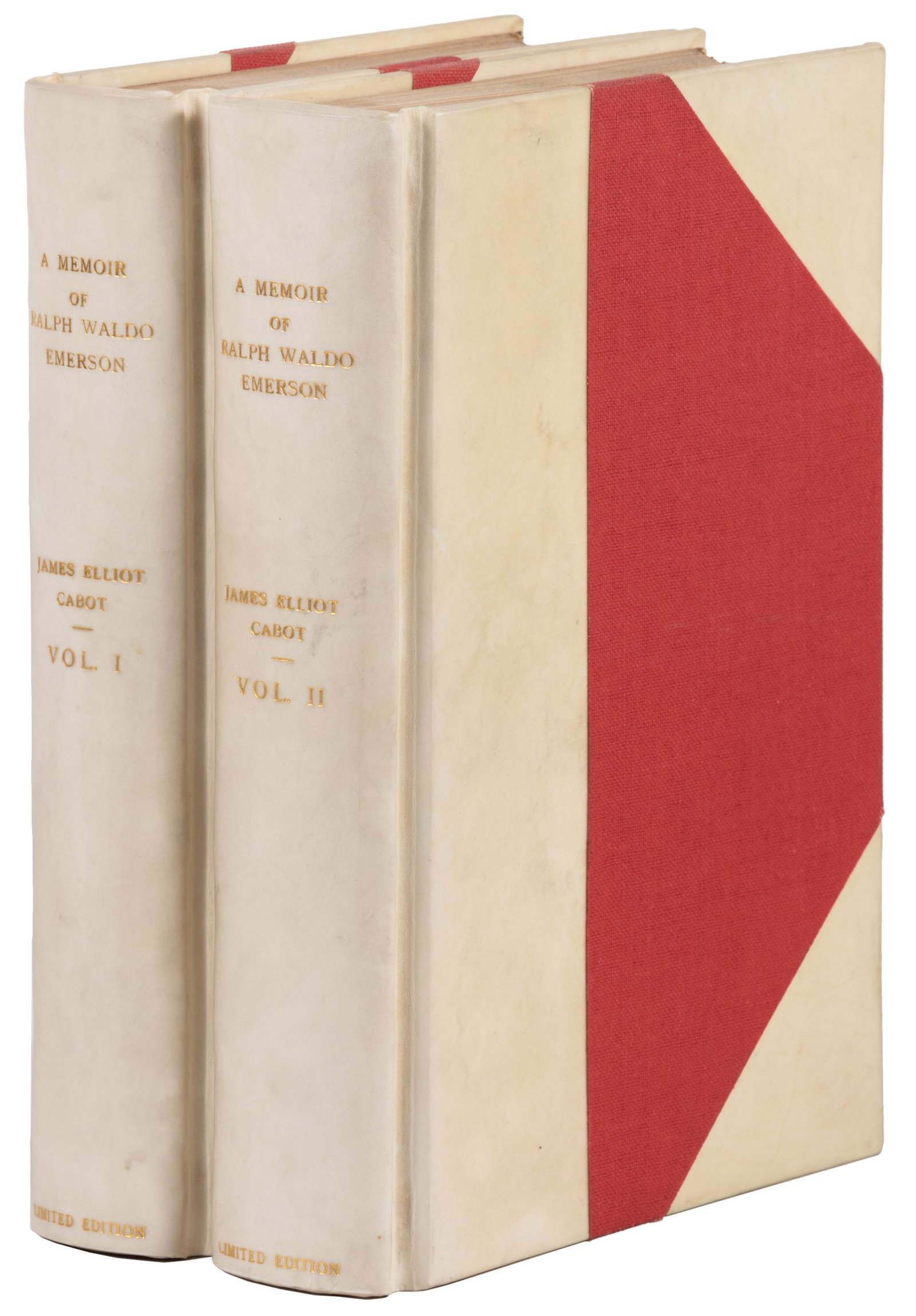 Cabot's Memoir of Emerson, from Riverside Press: Heading: (Riverside Press) Author: Cabot, James Elliot Title: A Memoir of Ralph Waldo Emerson Place Published: Cambridge, MA Publisher:The Riverside Press Date Published: 1887 Descripti