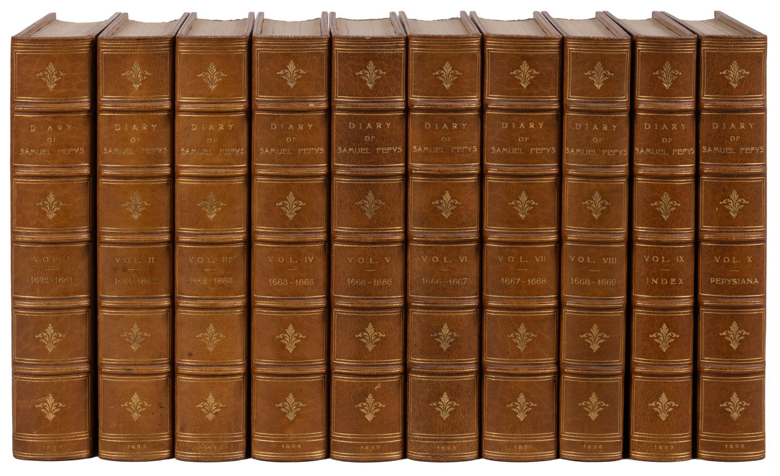 Samuel Pepys Diary 10 vols., w/ Pepys autograph (1 of 15)