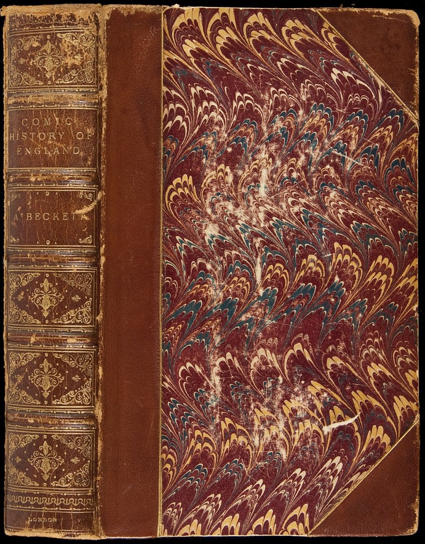 Comic History of England 20 color plates: Title: The Comic History of England Author: A'Beckett, Gilbert Abbott Description: xviii, 304 pp. 20 hand-color plates of drawings by John Leech. 21.2x13.5 cm. (8¼x5¼"), half morocco and boards, gil