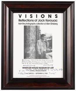 Allen Ginsberg rare signed poster: Heading: (Ginsberg, Allen) Author: Title: Visions: Reflections of Jack Kerouac - signed promotional poster Place Published: Lowell, Massachusetts Publisher: Date Published: 1988 Descri