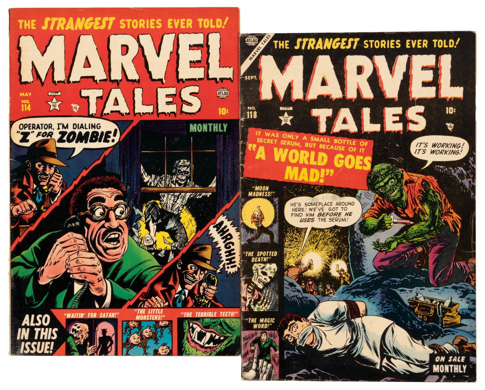 MARVEL TALES #s 114 & 118 * Lot of 2 Comics * Werewolf Shoots Up * Bisected Boy (1 of 1)