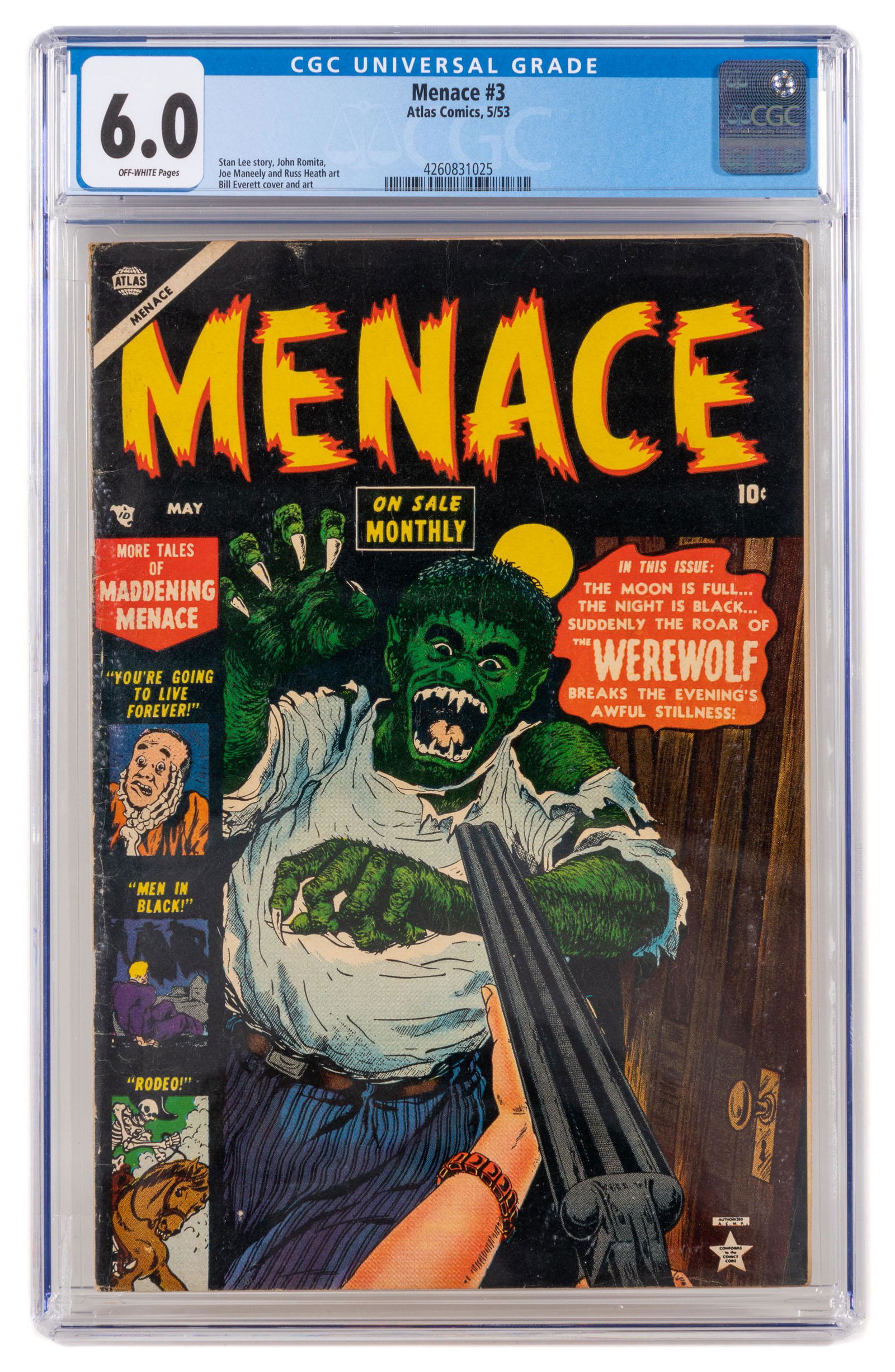 MENACE #3 * CGC 6.0 * Everett, Romita, Maneely * Bigot Blows it Bigtime * Race De-face (1 of 3)