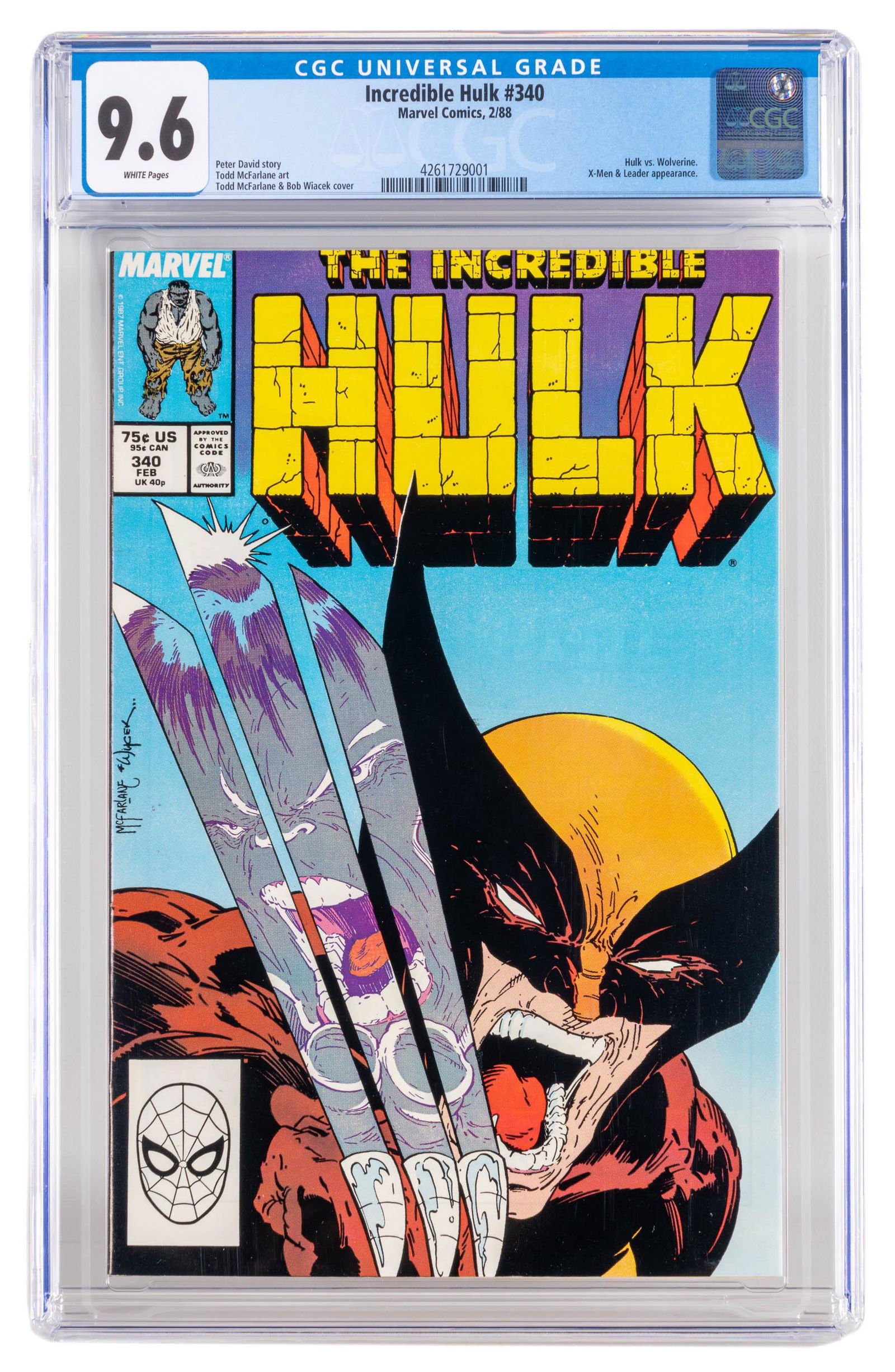 INCREDIBLE HULK #340 * CGC 9.6 * Hulk vs Wolverine (1 of 2)