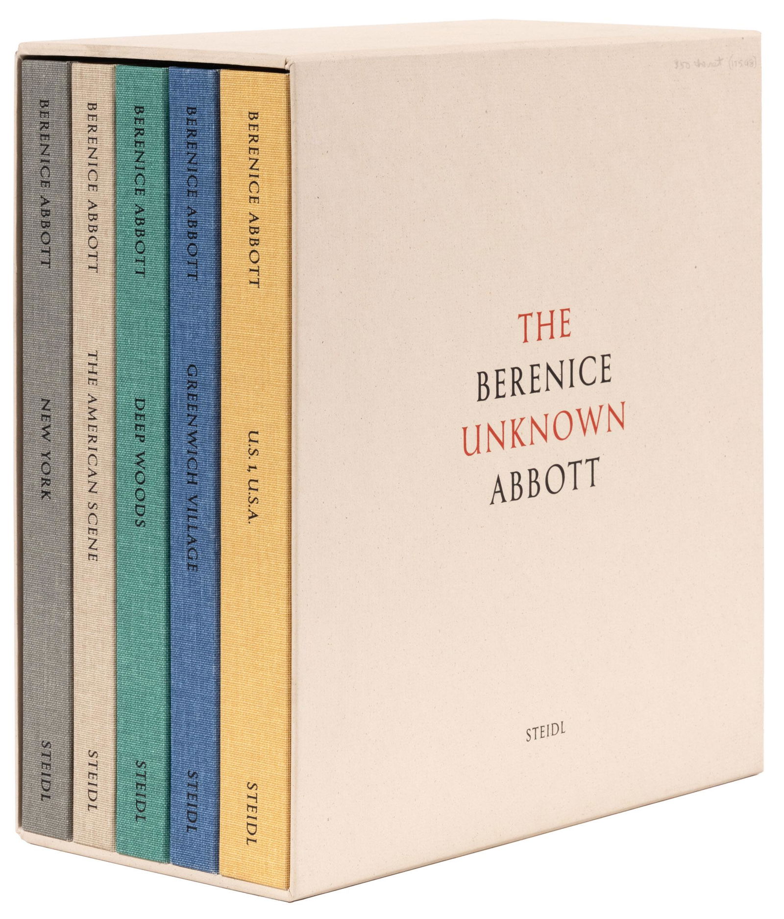 Steidl's stunning Unknown Berenice Abbott: Heading: Author: Abbott, Berenice Title: The Unknown Abbott Place Published: [GÃ¶ttingen, Germany] Publisher:Steidl Date Published: [2013] Description: 5 volumes. Edited by