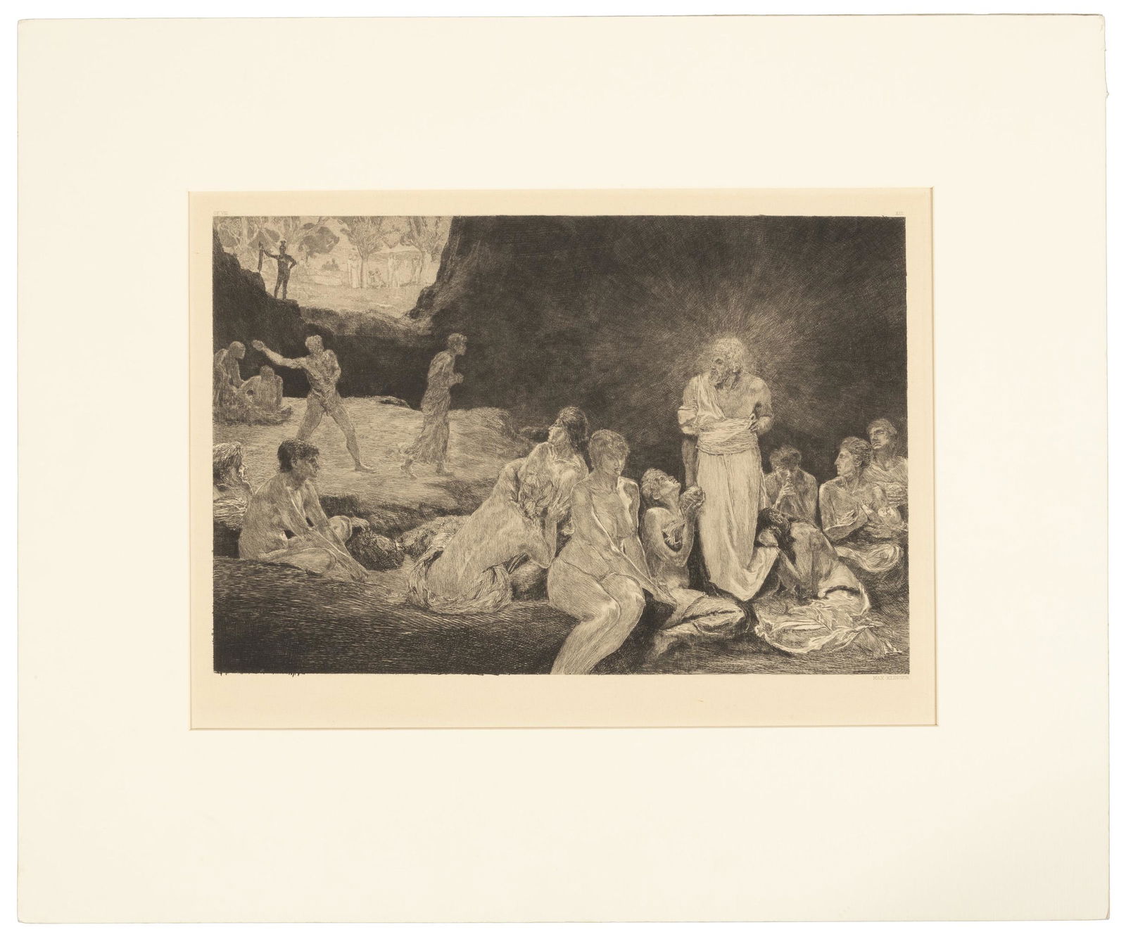 Christ and the Women Sinners by Max Klinger: Heading: Author: Klinger, Max Title: Christ and the Women Sinners - plate XIII from A Life Place Published: Berlin Publisher: Date Published: 1898 Description: Etching on c