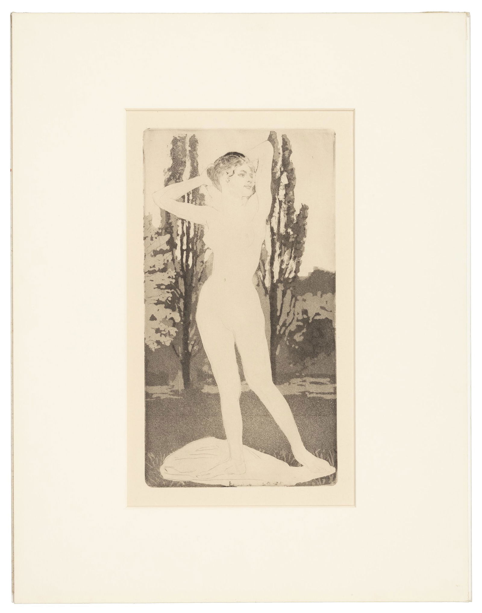 Max Klinger, Vision 1919: Heading: Author: Klinger, Max Title: Vision Place Published: Publisher: Date Published: 1919 Description: Aquatint with drypoint on cream wove sheet. 27.6x15 cm (11x6"); s