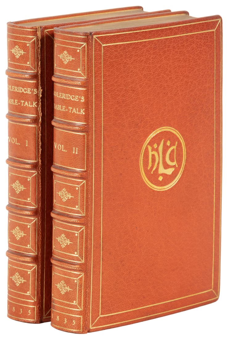 Stikeman binding, Coleridge Table Talk 1835: Heading: Author: Coleridge, Samuel Title: Specimens of the Table Talk of the Late Samuel Taylor Coleridge Place Published: London Publisher:John Murray Date Published: 1835 Description
