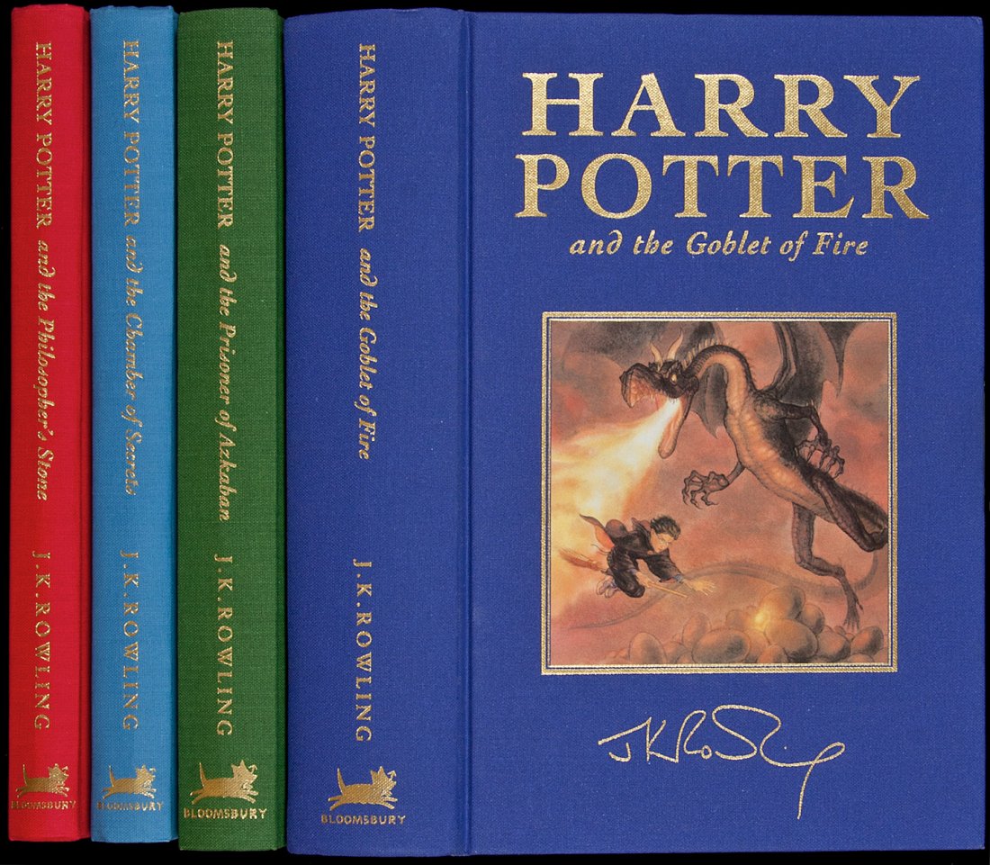 Harry Potter books - deluxe issues: Title: Deluxe issues of the first four volumes in the Harry Potter series Author: Rowling, J.K. Description: Includes: Harry Potter and the Philosopher's Stone. Red cloth. [1999]. * Harry Potter and t