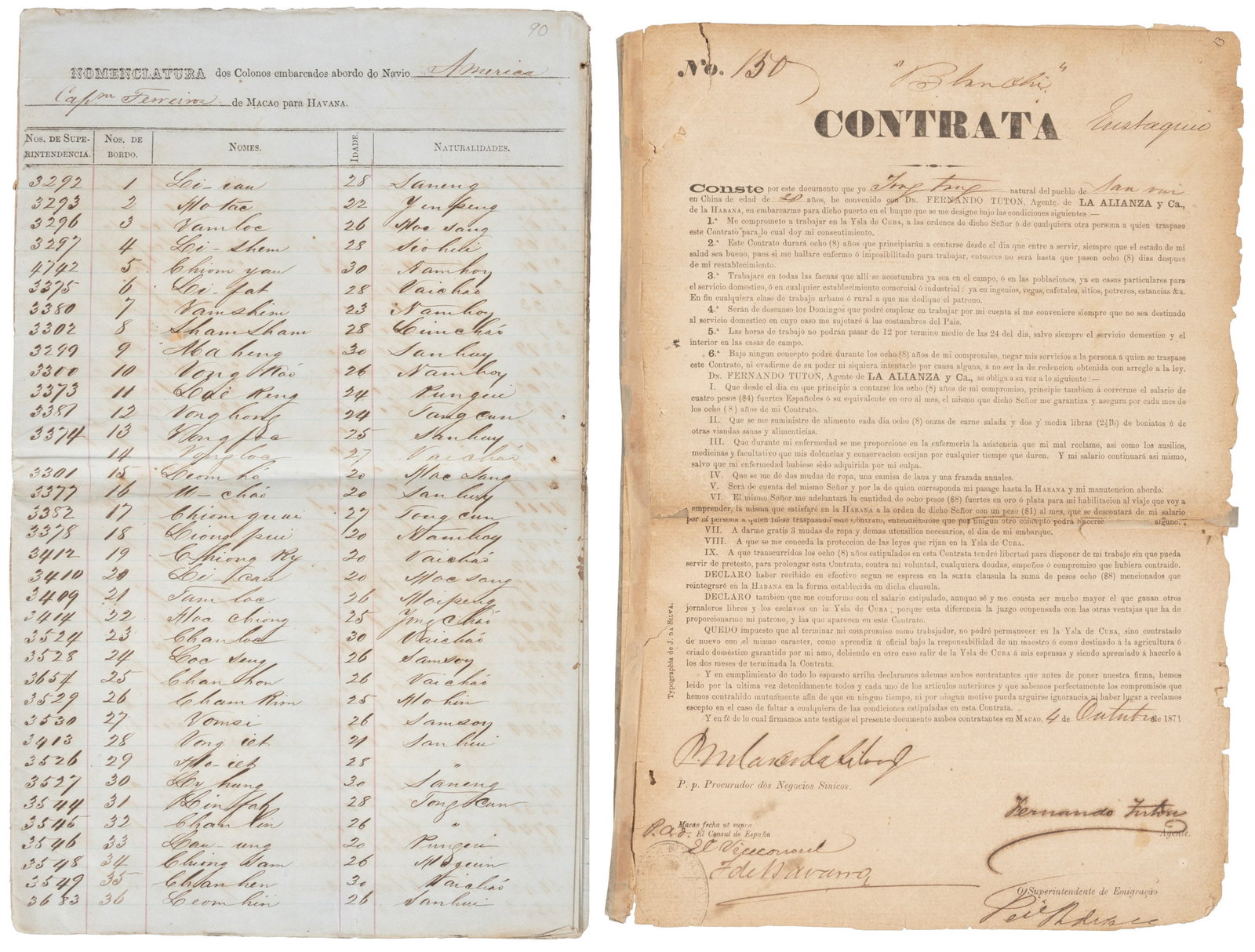 Over 600 Chinese coolies bound for China 1868: Heading: (Cuba - Chinese) Author: Title: Manifest listing Chinese laborers bound for Havana Place Published: Macau Publisher: Date Published: Jan 24, 1868 Description: 20 p