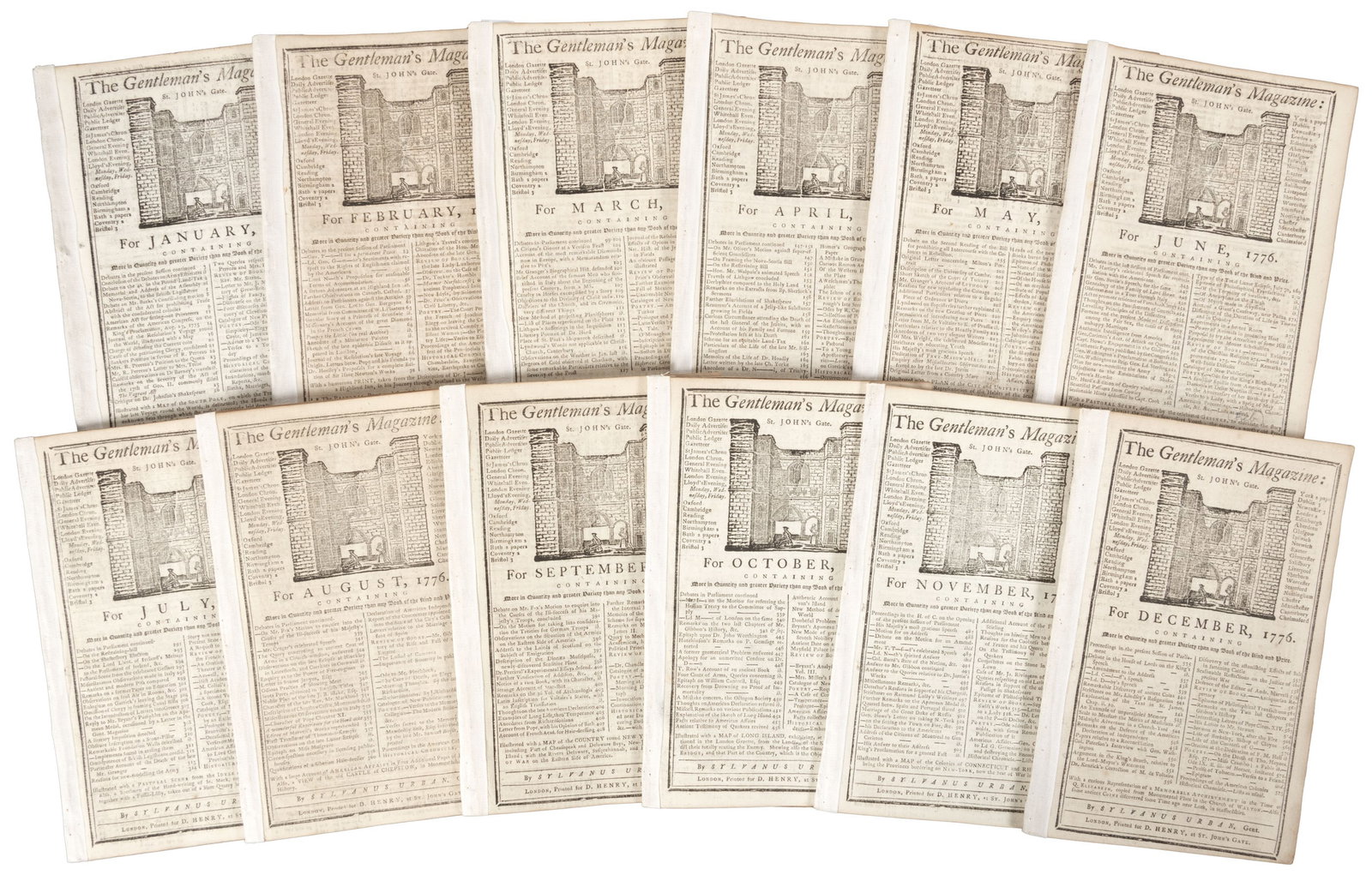 English printing of Declaration of Independence: Heading: (Declaration of Independence) Author: Urban, Sylvanus [pseud. of Edward Cave] Title: The Gentleman's Magazine: For January [to] December, 1776. With the U.S. Declaration of Independence Place