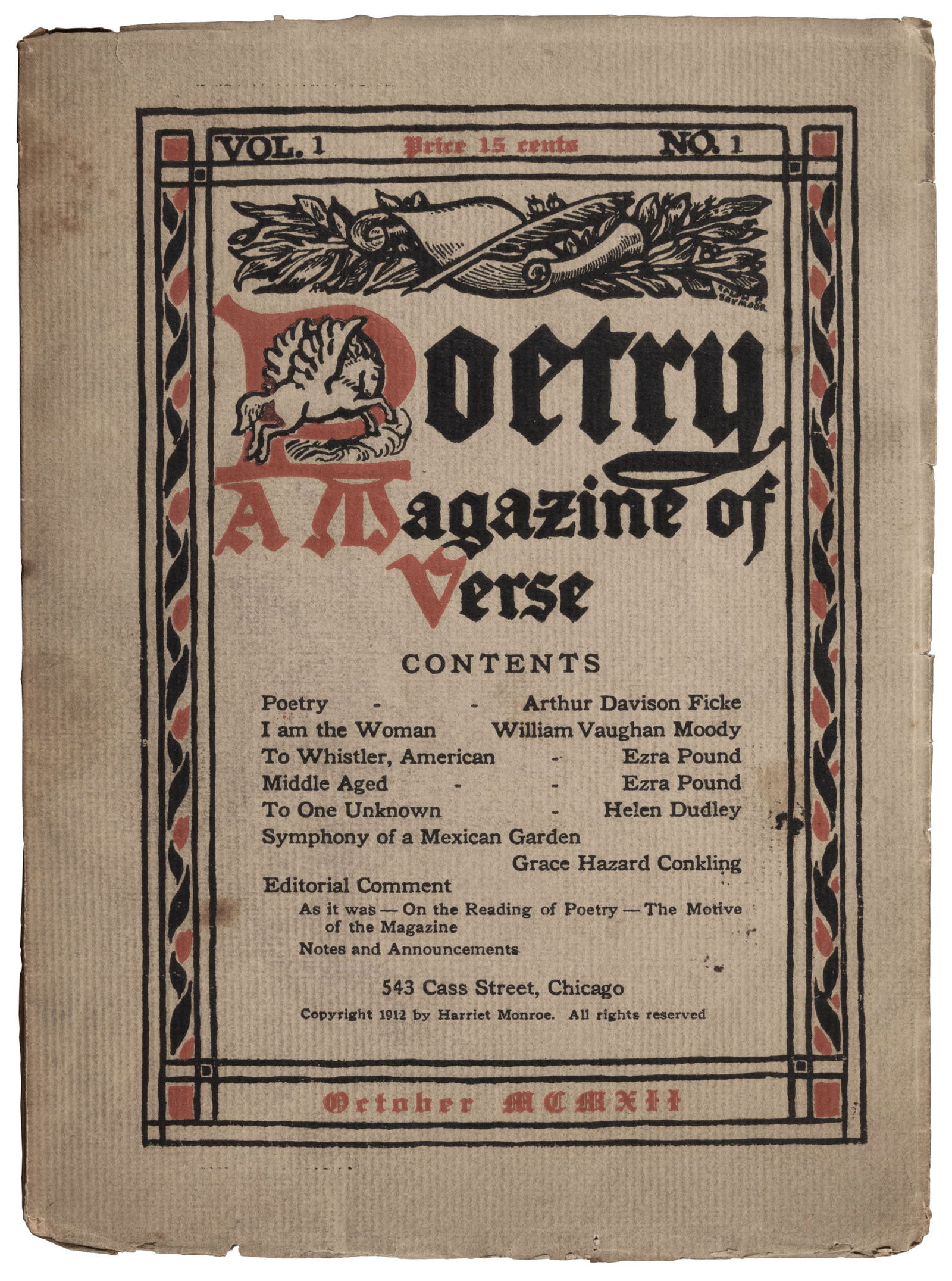 Poetry: A Magazine of Verse - No. 1 1912 (1 of 4)