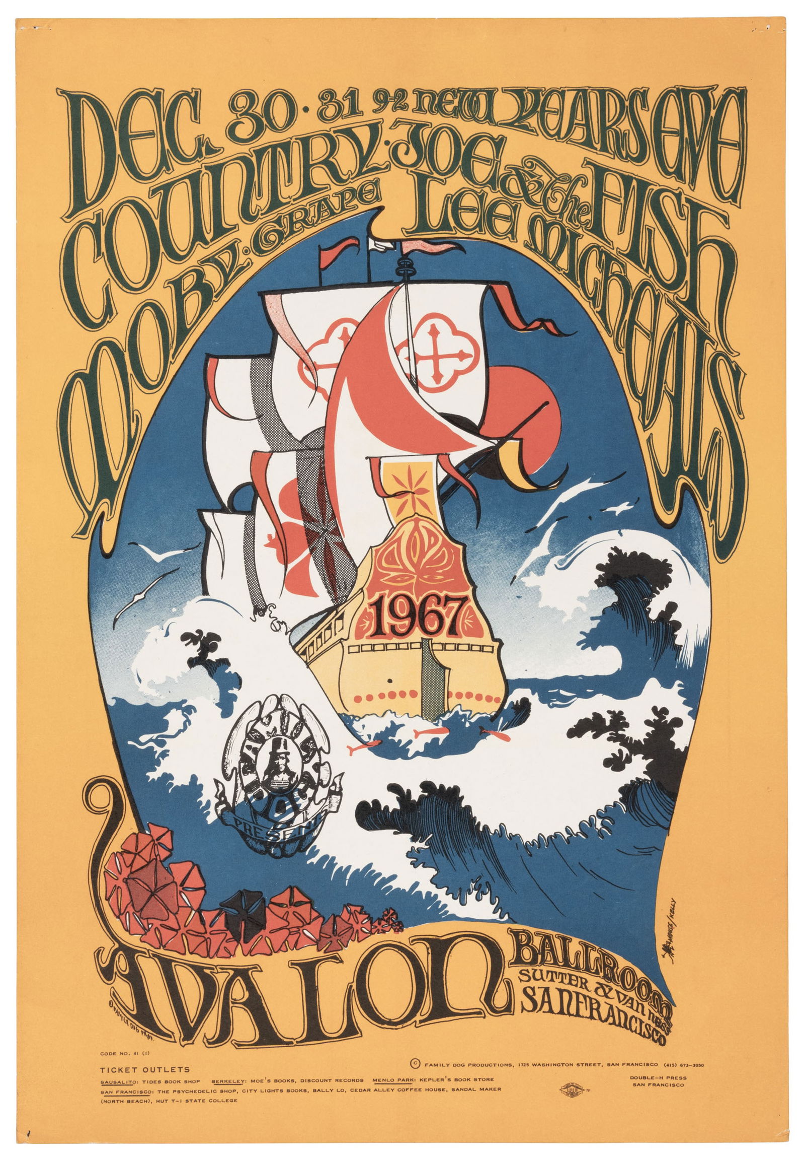 Country Joe and Moby Grape and the Avalon, 1966: Heading: (Posters - Rock) Author: Mouse, Stanley and Alton Kelley Title: Country Joe and the Fish, Moby Grape, Lee Michaels at the Avalon Ballroom - December 30-31, 1966 Place Published: San Francisco