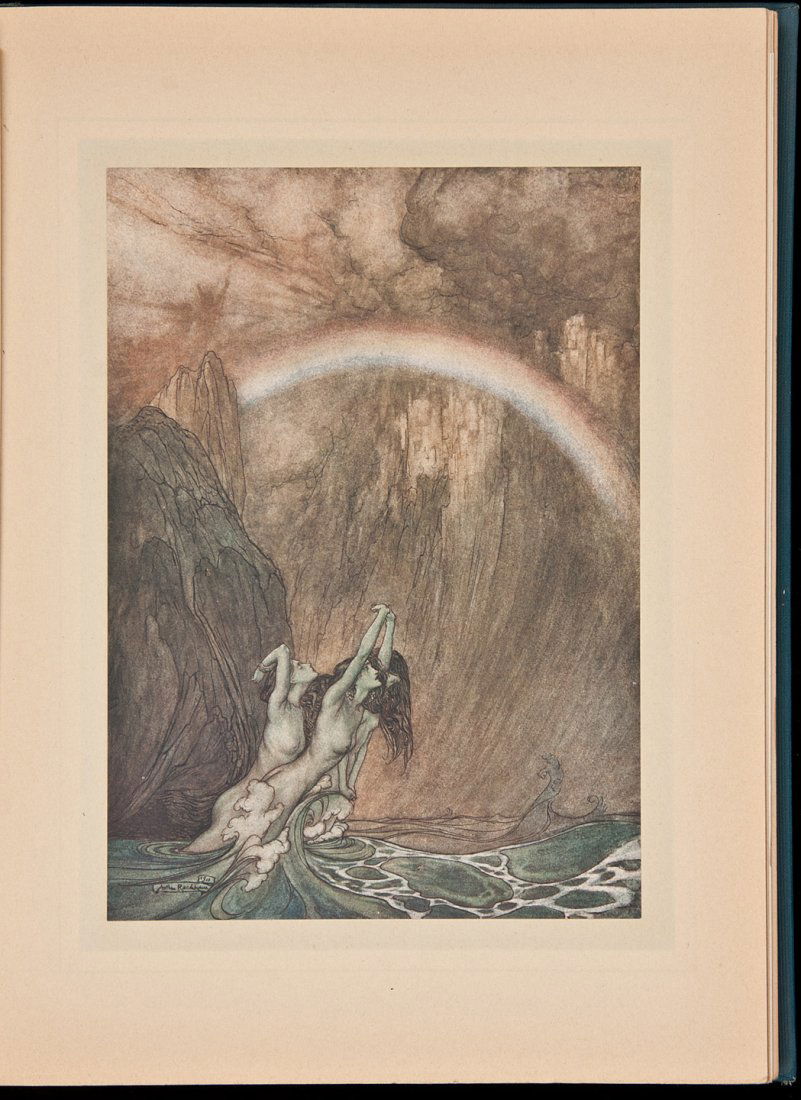 The Rhinegold & The Valkyrie Rackham Illustration: Title: The Rhinegold & The Valkyrie Author: Wagner, Richard Description: [8], 160 pp. Translated by Margaret Armour. Illustrated with 34 tipped-in color plates by Arthur Rackham; printed tissue guards