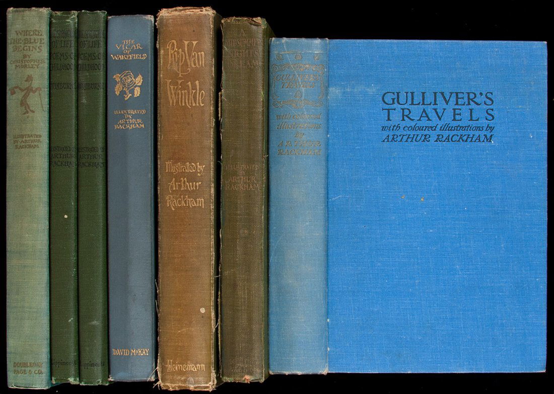 7 works illustrated by Arthur Rackham: Title: Seven volumes of works illustrated by Arthur Rackham Author: ** Description: Includes: Morley, Christopher. Where the Blue Begins. Heinemann, [1922]. * Goldsmith, Oliver. The Vicar of Wakefield