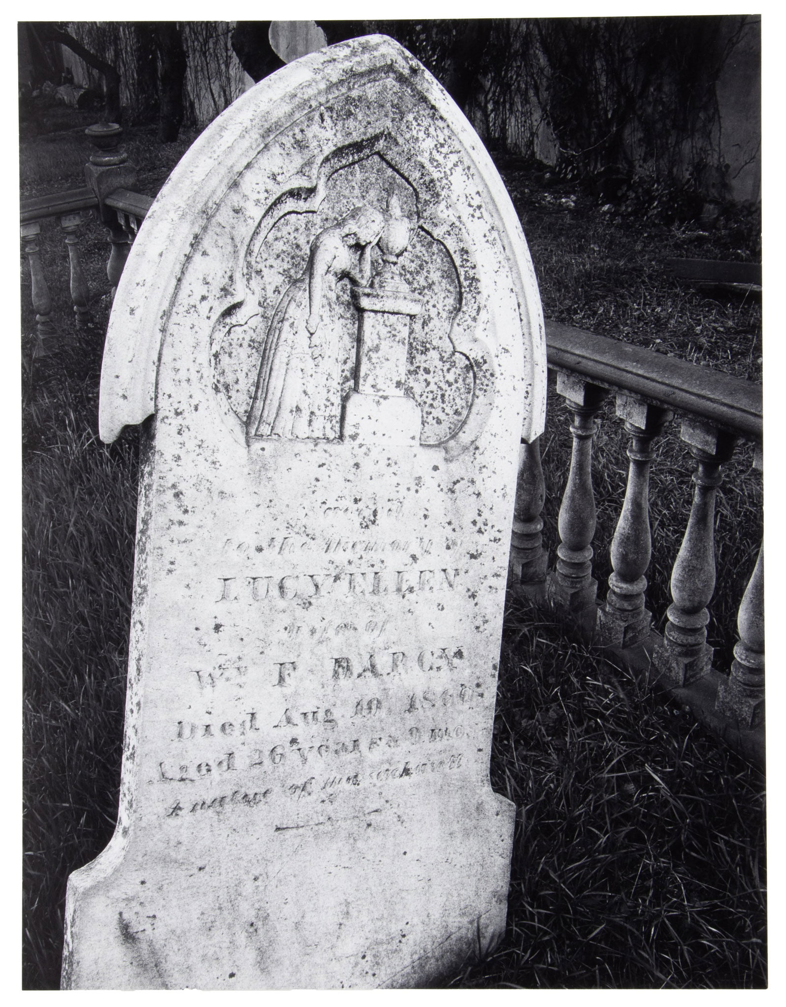 The White Gravestone...signed by Ansel Adams: Heading: Author: Adams, Ansel Title: The White Gravestone, Laurel Hill Cemetery, San Francisco Place Published: Publisher: Date Published: c.1933; print: 1970's Description: Gelat