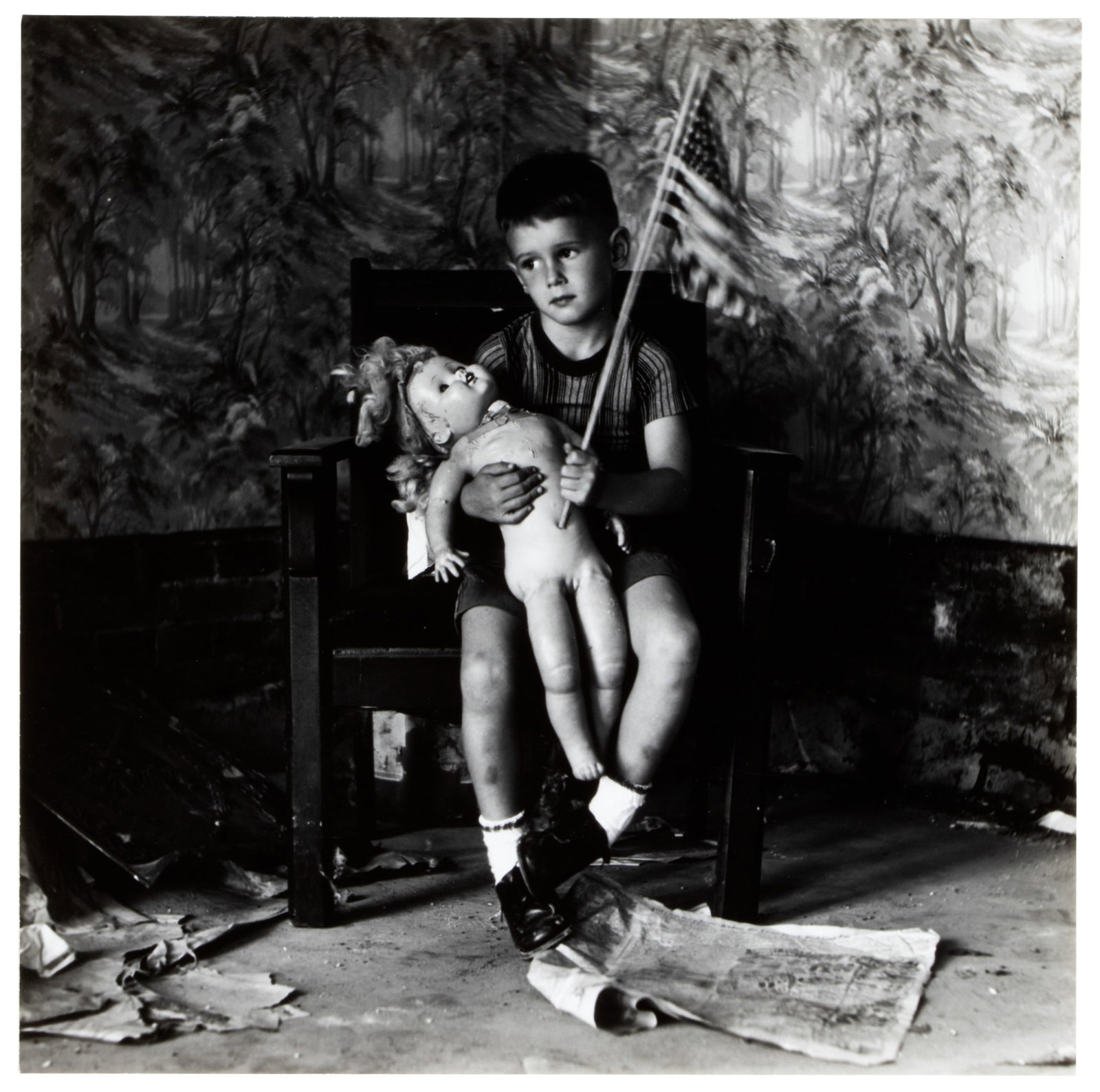 Untitled (Boy with Flag) by Ralph Meatyard: Heading: Author: Meatyard, Ralph Eugene Title: Untitled (Boy with Flag) Place Published: New York Publisher:Center for Photographic Studies Date Published: 1959; print: 1974 Descriptio