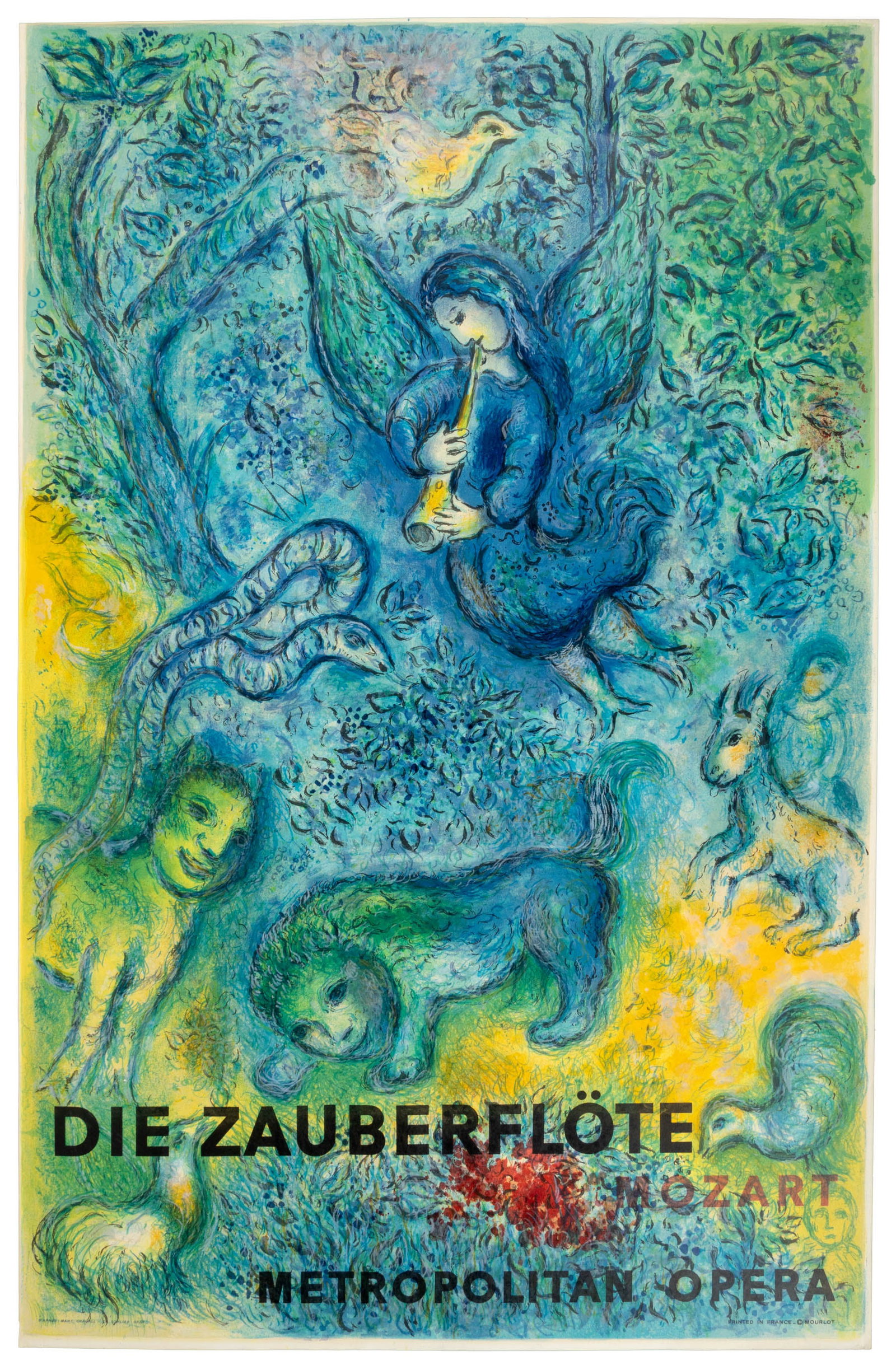 Chagall poster for Die Zauberflote, Met Opera: Heading: Author: Chagall, Marc Title: Die Zauberflote, Metropolitan Opera Place Published: Publisher: Date Published: 1967 Description: Color lithograph poster. 101x65.5 cm (39&fr