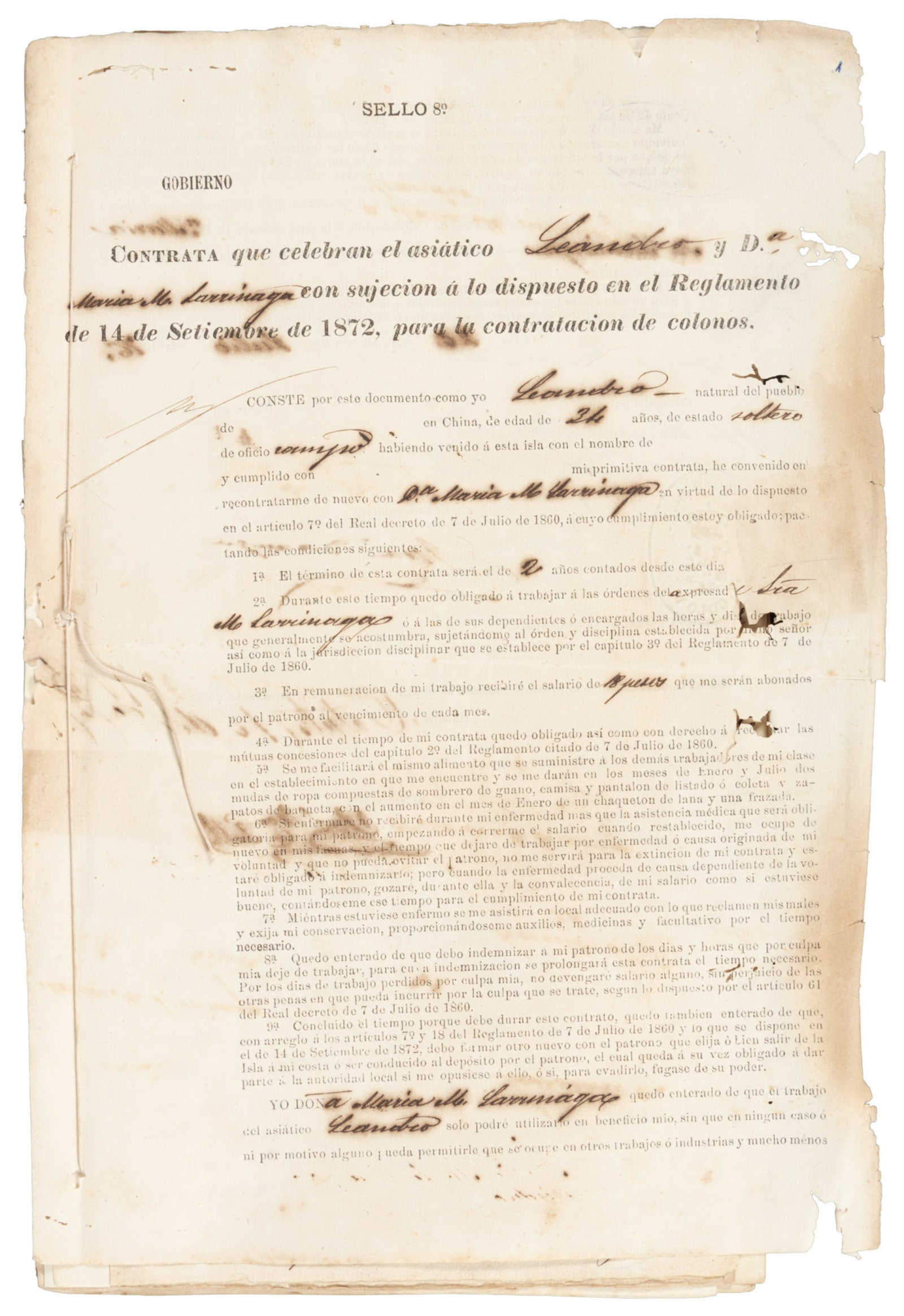 Obtaining work permit as Chinese laborer in Cuba: Heading: (Cuba - Chinese) Author: Title: File of legal documents (Expediante) regarding the formal processes that Chinese workers had to go through to obtain a second work contract Place Published: Cu