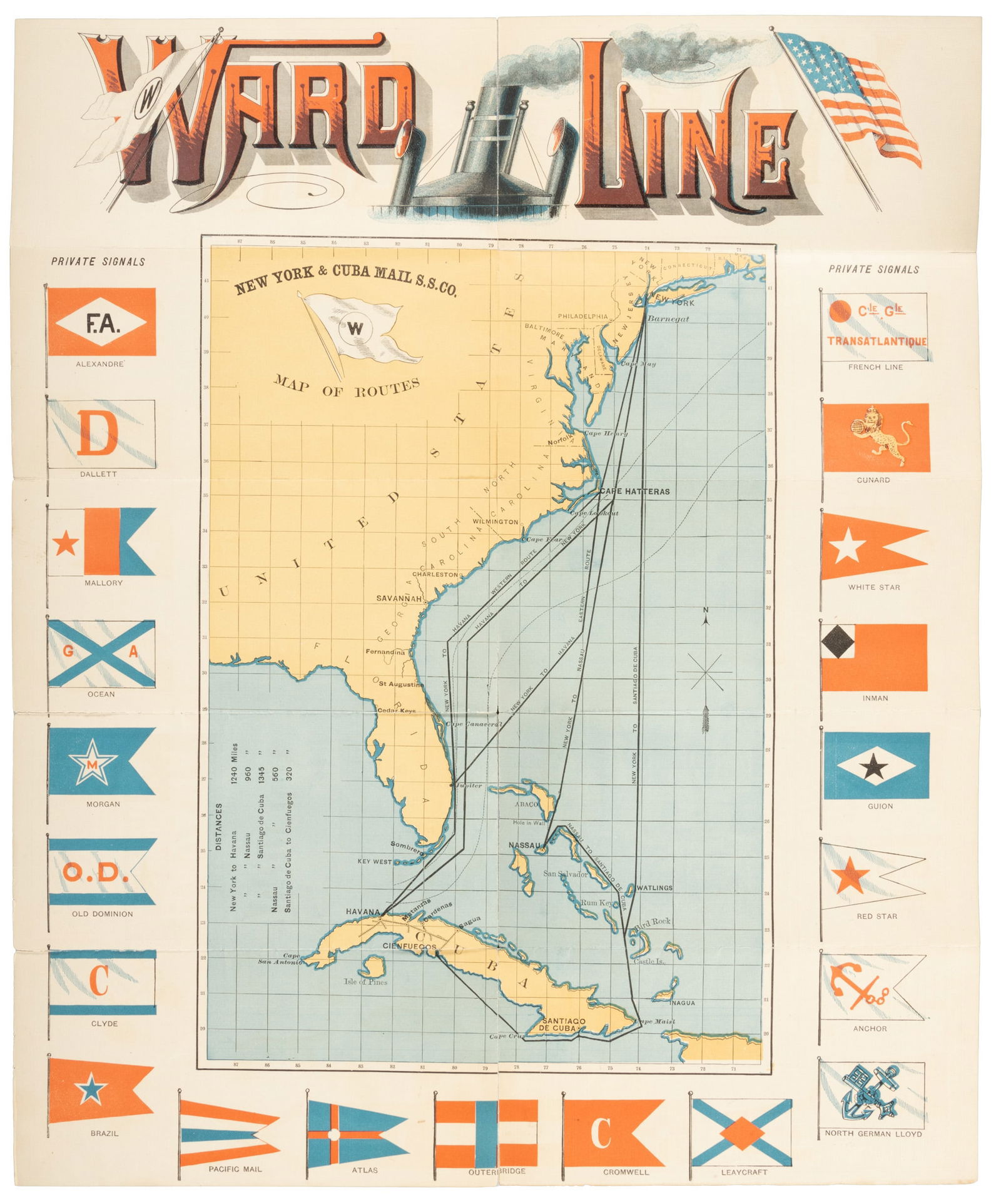 Mail routes from New York to Cuba 1886 (1 of 5)