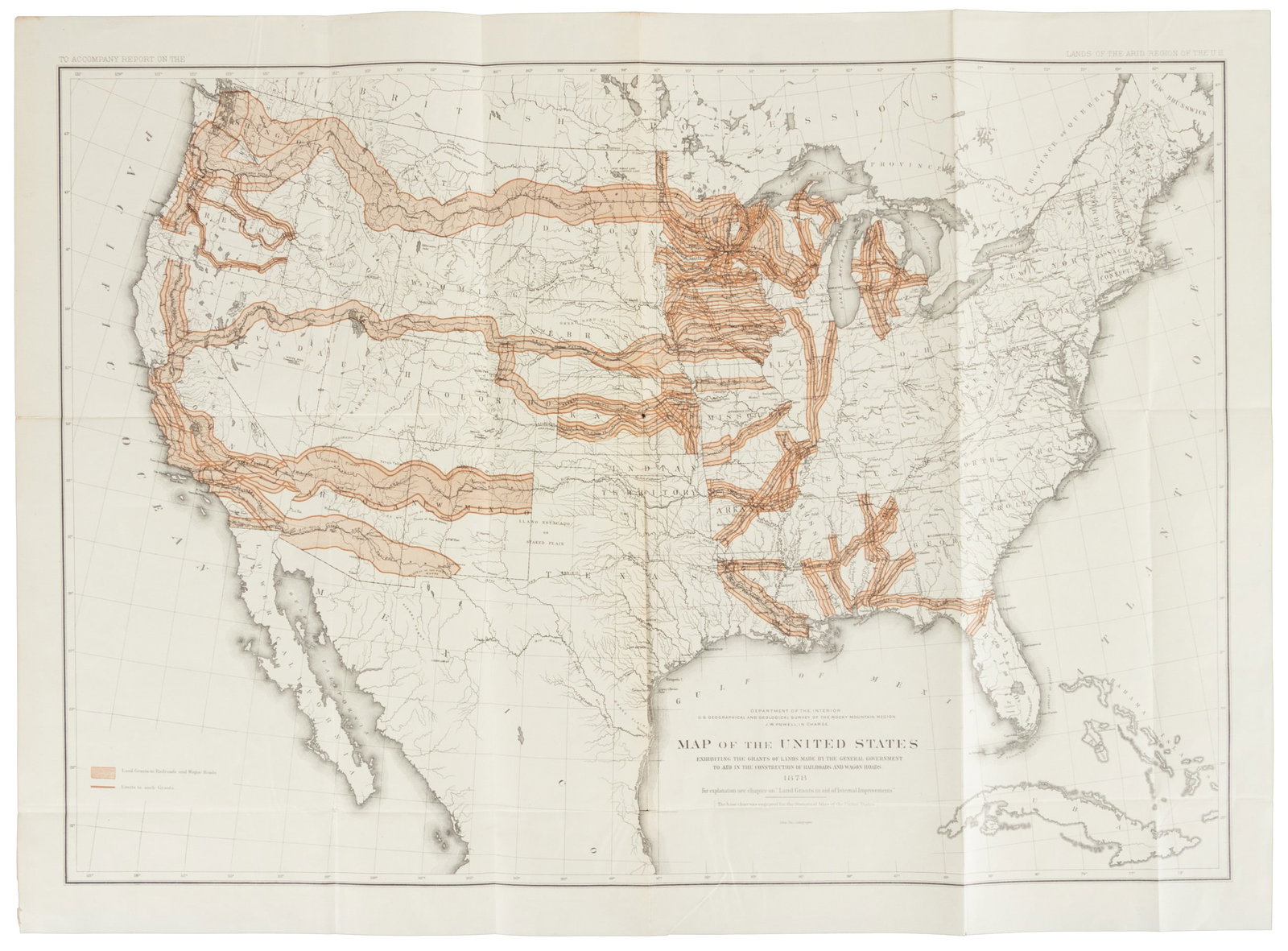 Western lands assigned to the railroads: Heading: Author: (United States) Title: Place Published: Map of the United States Exhibiting the Grants of Land made by the General Government to Aid in the Construction of the Railroads and Wagon Roa