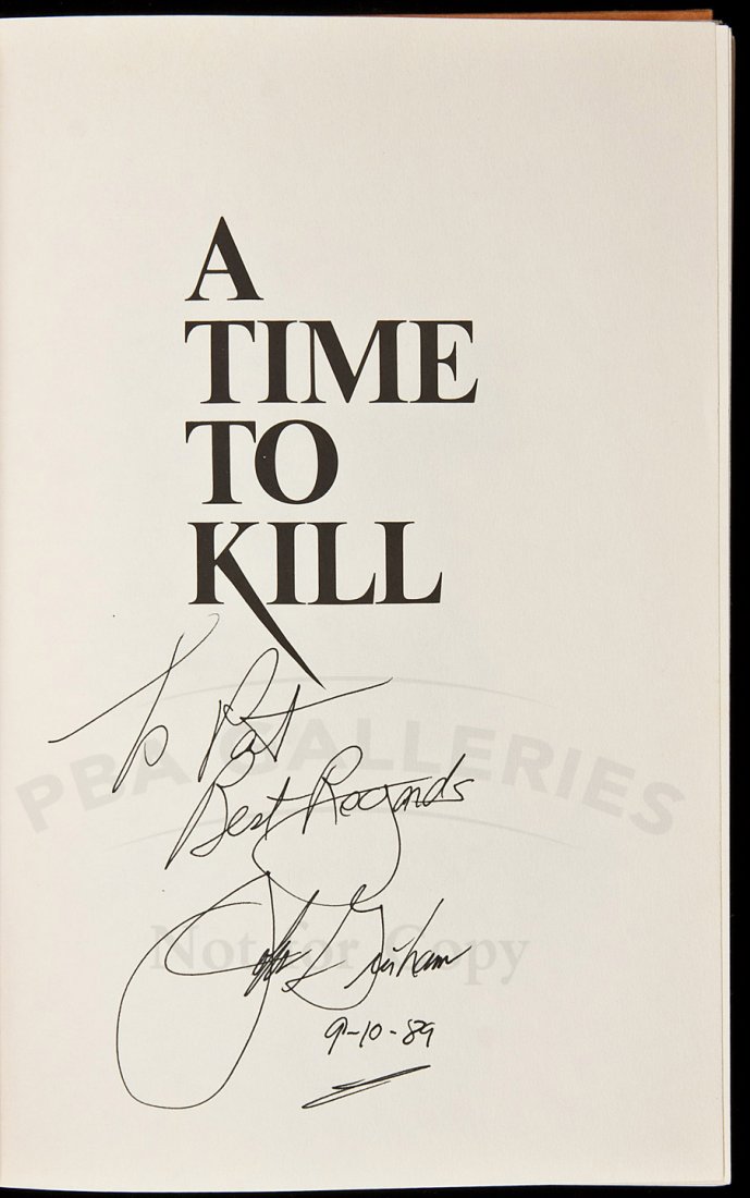 John Grisham A Time to Kill: Title: A Time to Kill Author: Grisham, John Description: Maroon cloth-backed orange boards, spine lettered in gilt, jacket. First Edition, First Printing.Inscribed and signed by the author in the year