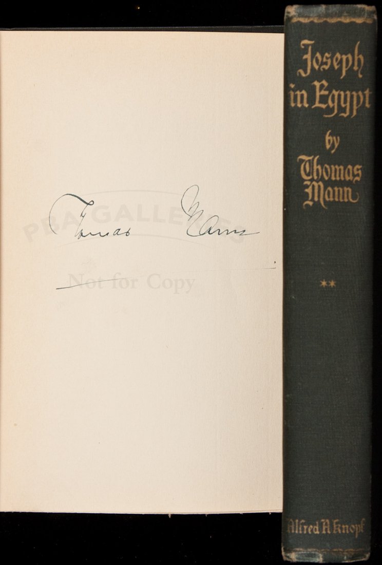 Thomas Mann Joseph in Egypt signed: Title: Joseph in Egypt Author: Mann, Thomas Description: 2 volumes. Translated from the original German for the first time in English by H. T. Lowe-Porter. Original black cloth, spines lettered in gil