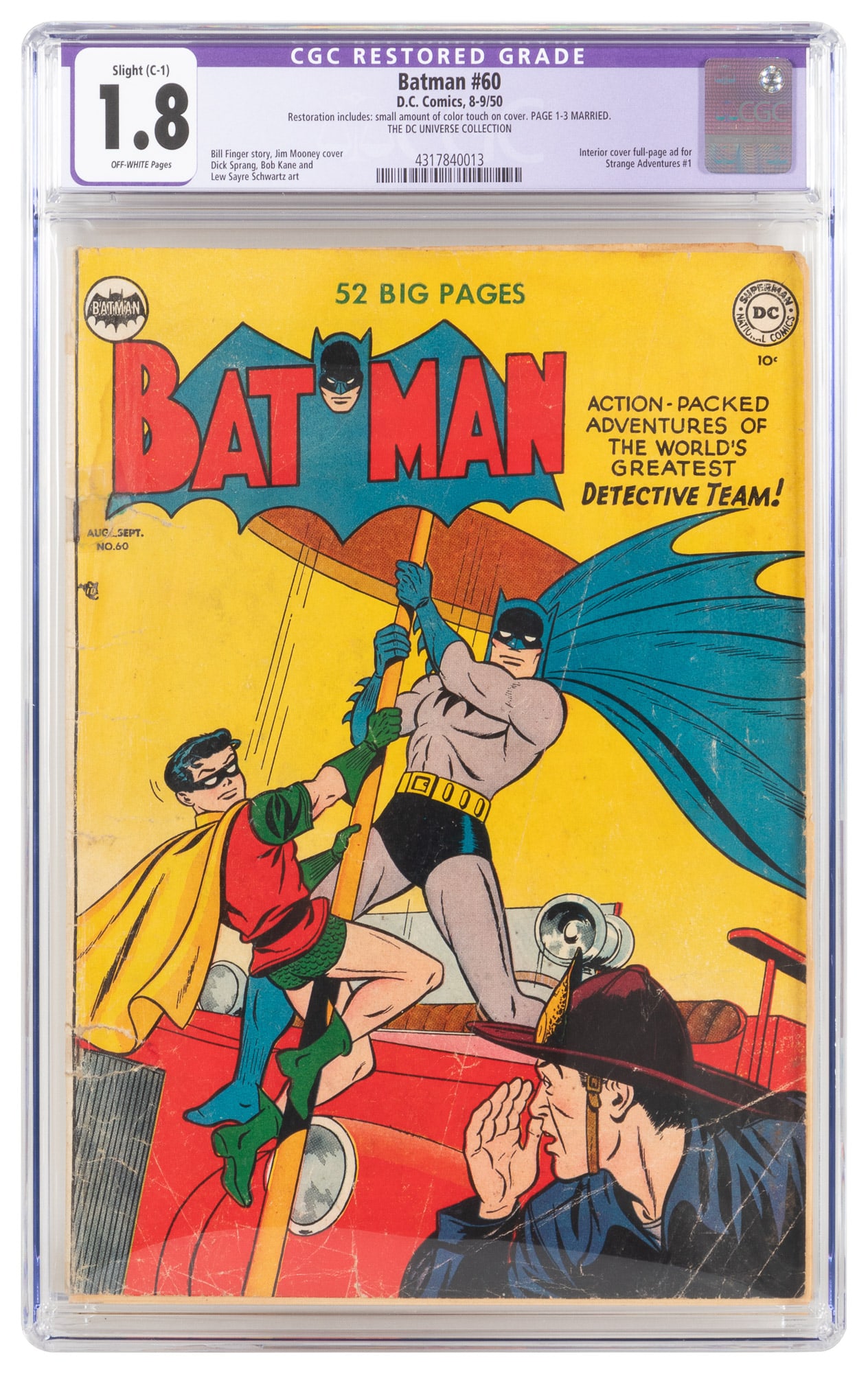 BATMAN #60 * CGC 1.8 Restored * Bruce Wayne Impersonates BATMAN * Crime Clowns * DC Universe (1 of 2)