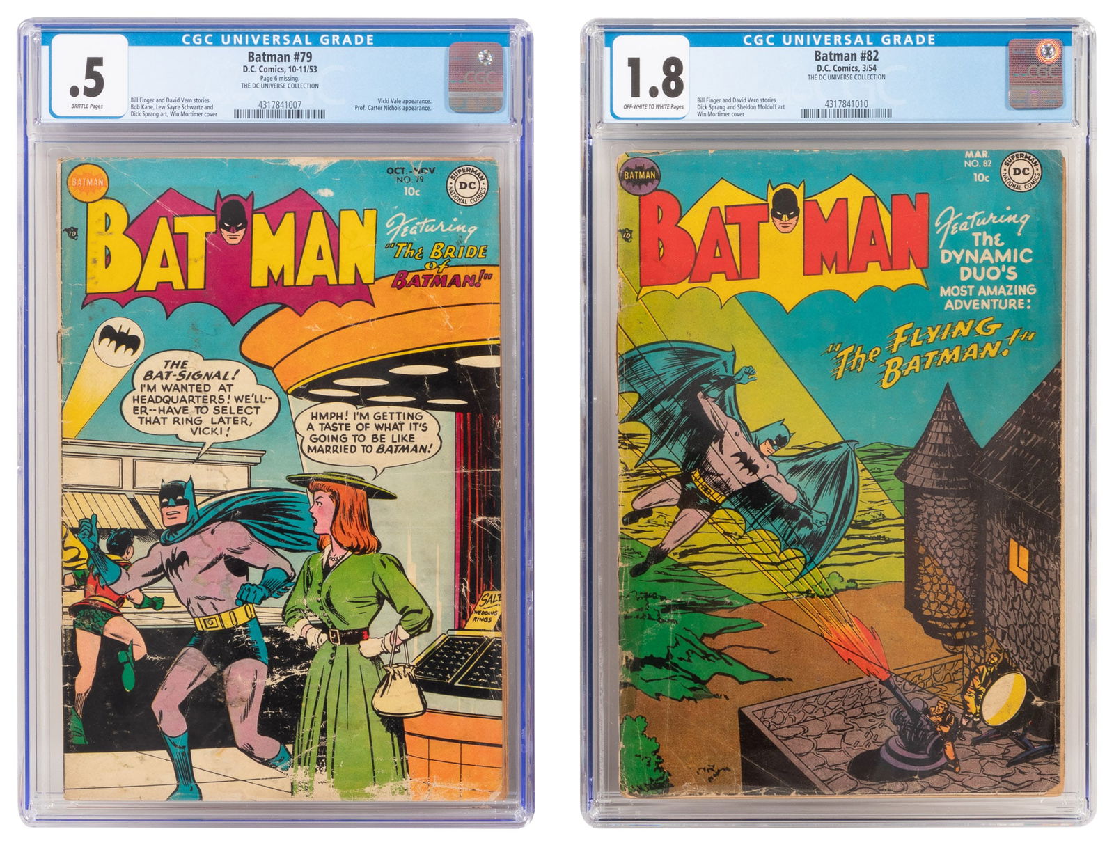 BATMAN #s 79 & 82 * Lot of 2 Comics * CGC 0.5 & 1.8 * Doc Wertham's Denunciation * DC Universe (1 of 3)