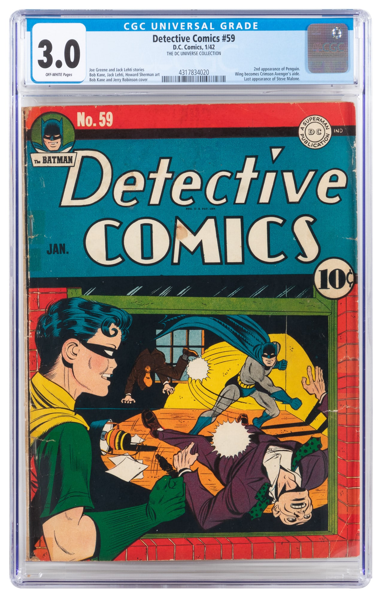 DETECTIVE COMICS #59 * CGC 3.0 * 2nd PENGUIN App. * DC Universe Collection (1 of 2)