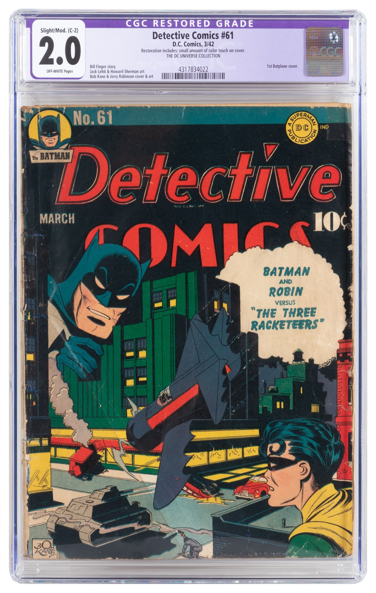 DETECTIVE COMICS #61 * CGC 2.0 Restored * Dynamic Duo vs Crafty Cal * DC Universe Collection (1 of 2)