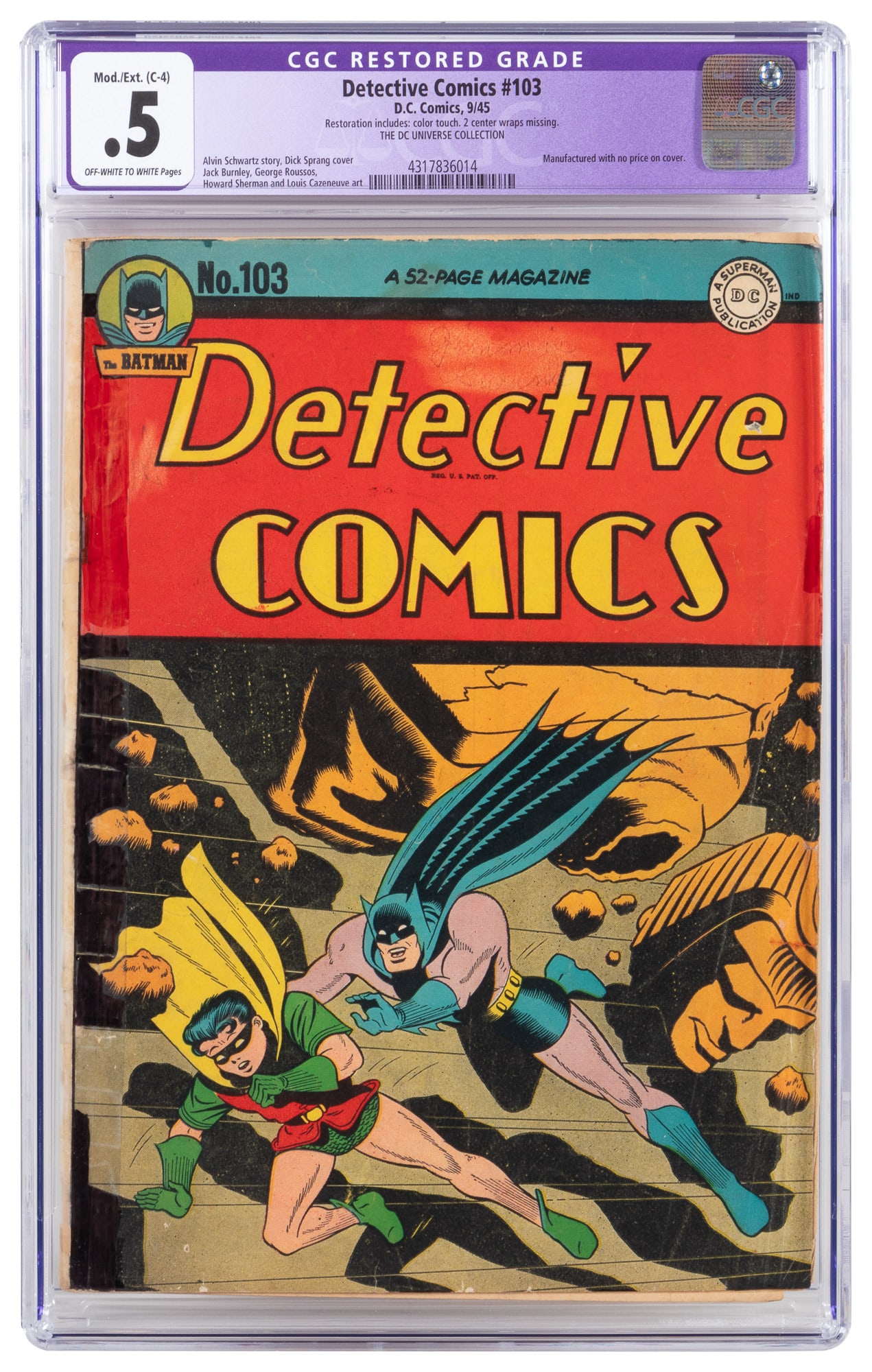 DETECTIVE COMICS #103 * CGC 0.5 * Batman and Trouble Inc. * DC Universe Collection (1 of 2)