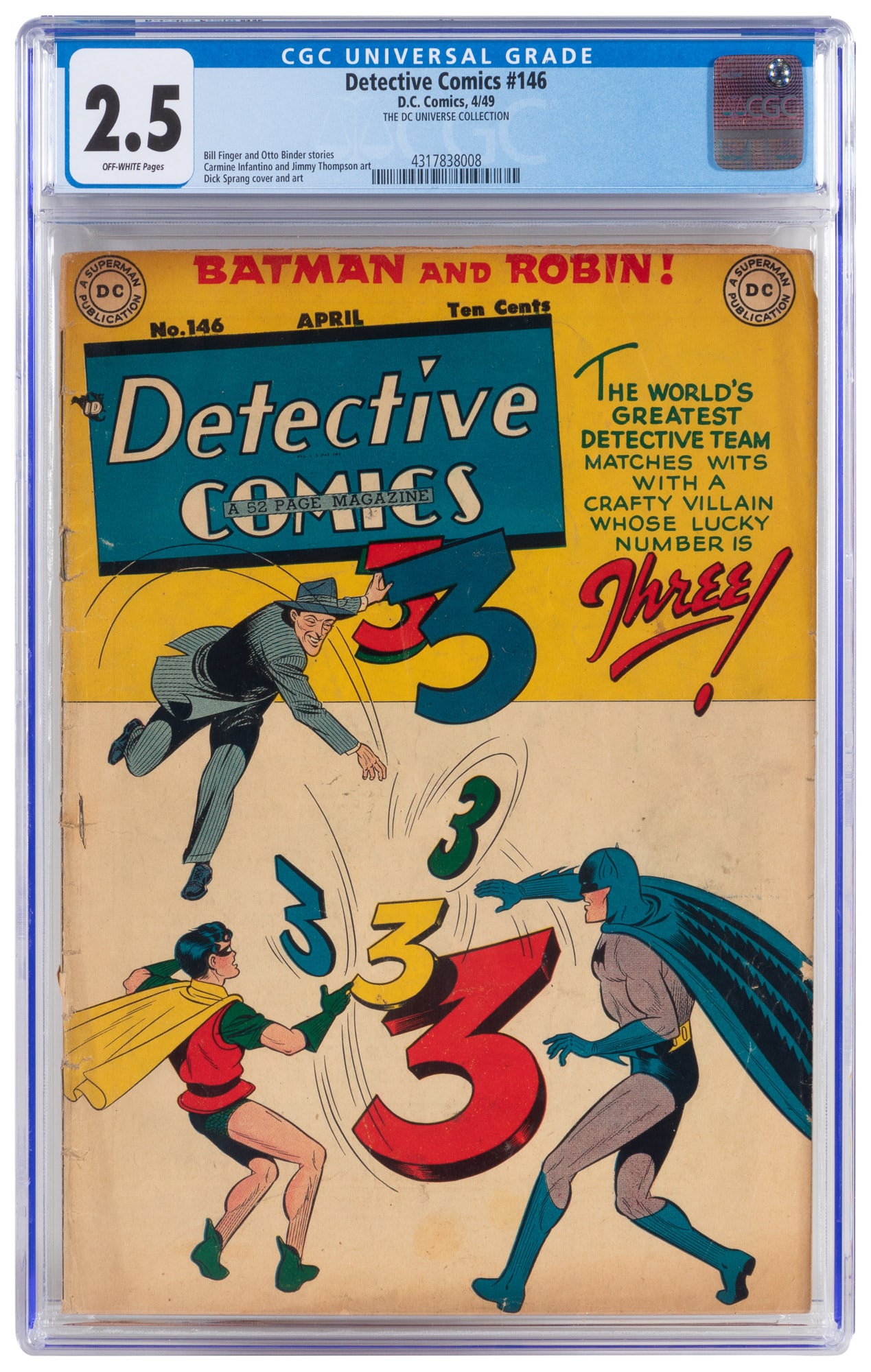 DETECTIVE COMICS #146 * CGC 2.5 * Batman's Numbers Game * Unsung Sprang * DC Universe Collection (1 of 2)