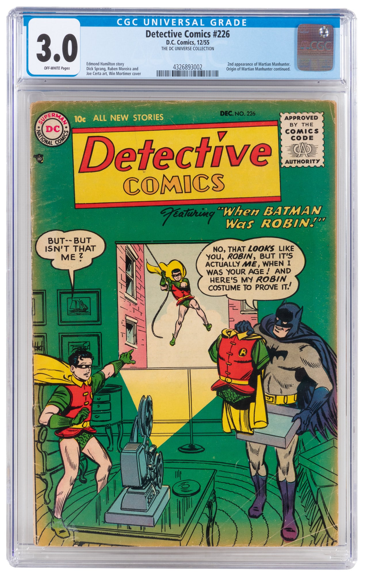 DETECTIVE COMICS #226 * CGC 3.0 * Batman's Mentor * Roots of Robin * The Manhunt Continues * DC (1 of 2)