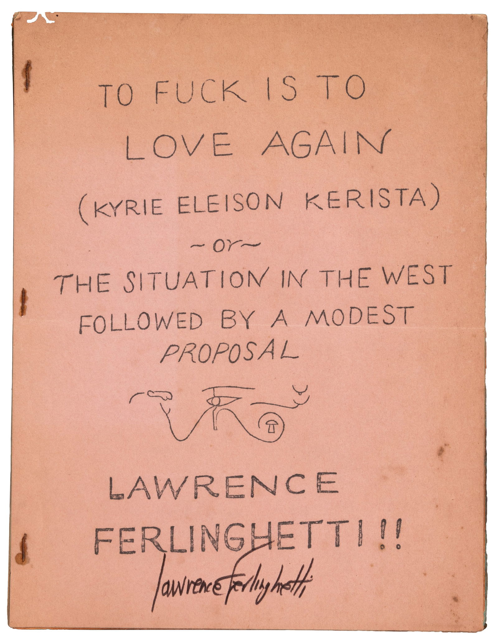 To Fuck Is To Love signed by Ferlinghetti (1 of 4)