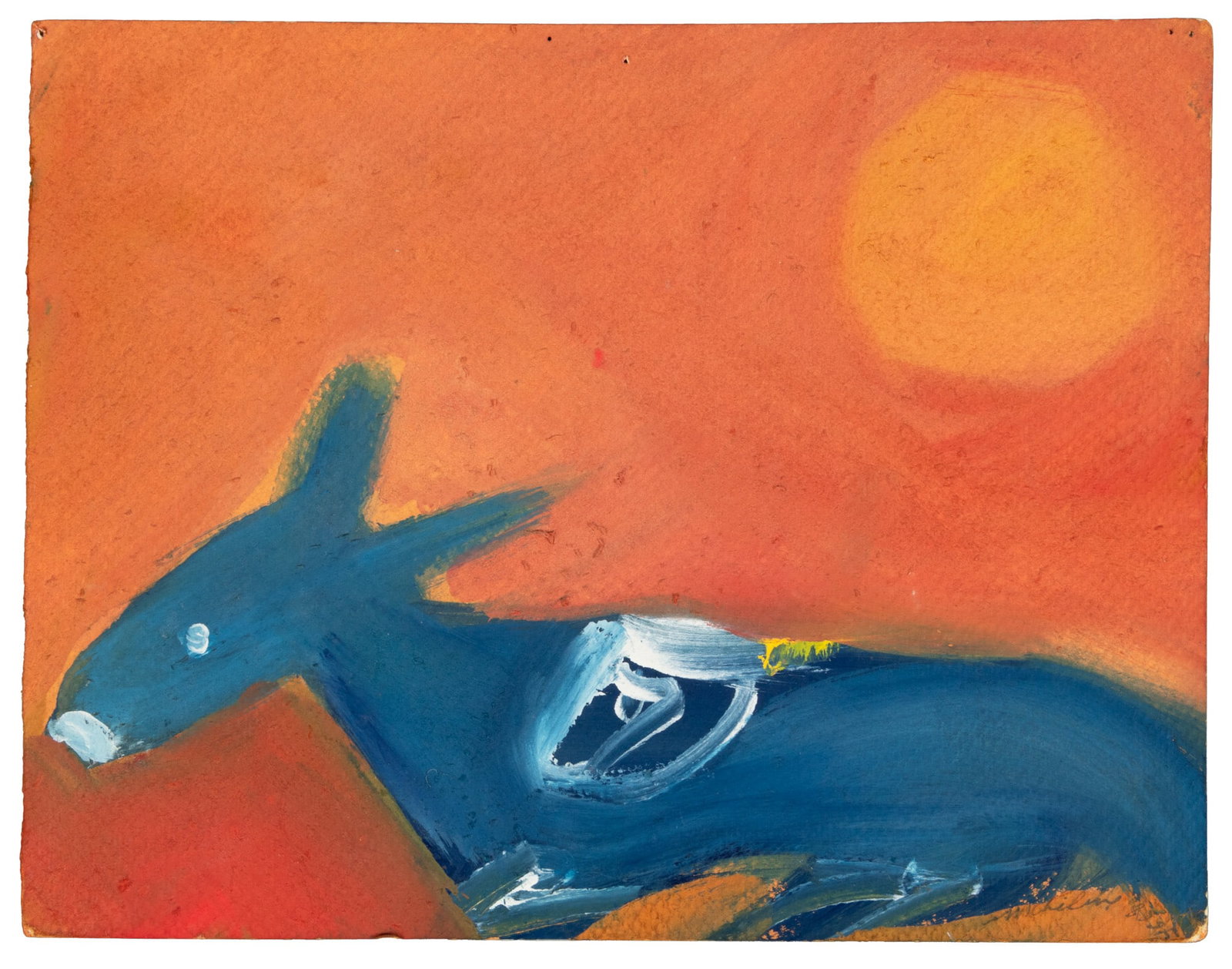 Painting by Micheline to Ferlinghetti: Heading: Author: Micheline, Jack Title: Original painting by Jack Micheline Place Published: No place Publisher: Date Published: [1985] Description: Original painting on watercolor